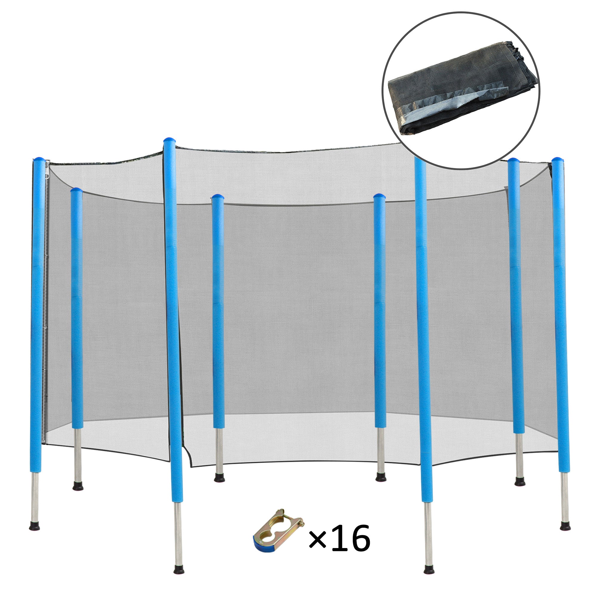 12FT Trampoline Net Enclosure Trampolining Bounce Safety Accessories w/ 8 Poles Net Enclosure Only, Black Trampolines at Gallery Canada