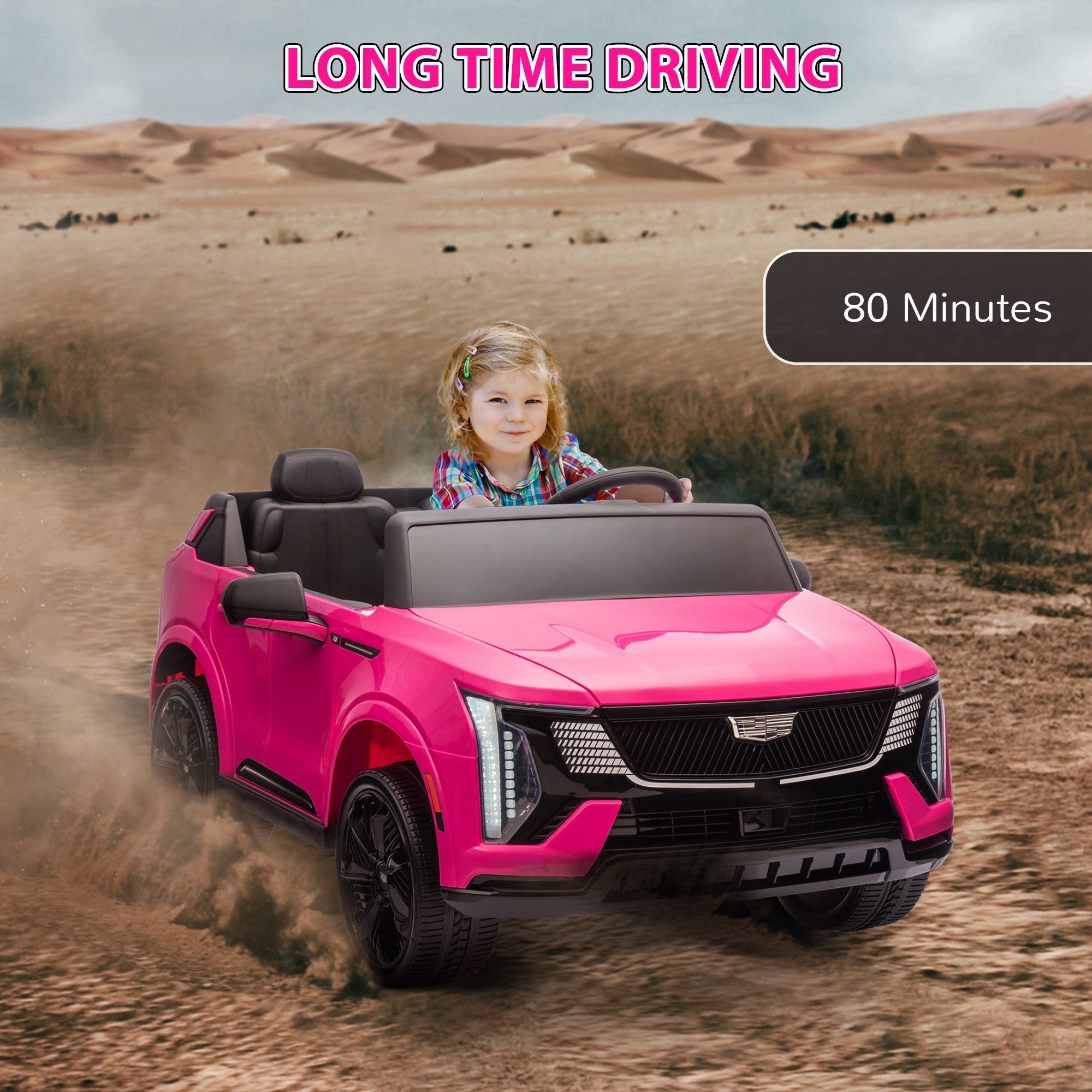 2-Seater Ride on Truck, 12V Cadillac Escalade Licensed Kids Electric Car with Remote , Spring Suspension, Pink Electric Toy Cars   at Gallery Canada