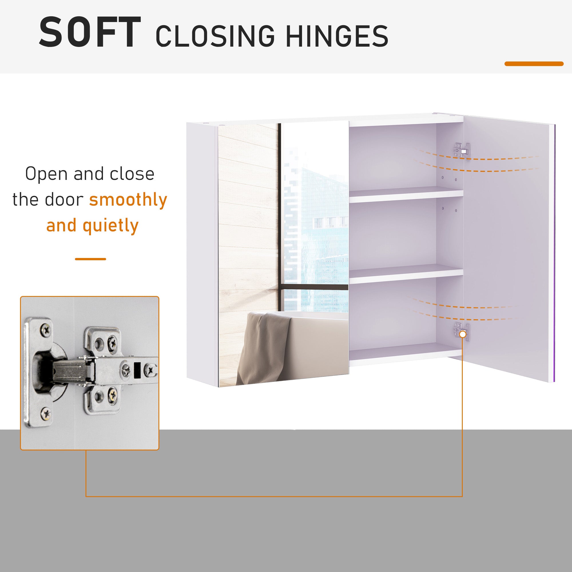 Wall Mount Mirrored Medicine Cabinet, Bathroom Mirror Cabinet with Adjustable Shelf, Double Soft Closing Doors, Light Lilac Mirror Medicine Cabinets at Gallery Canada