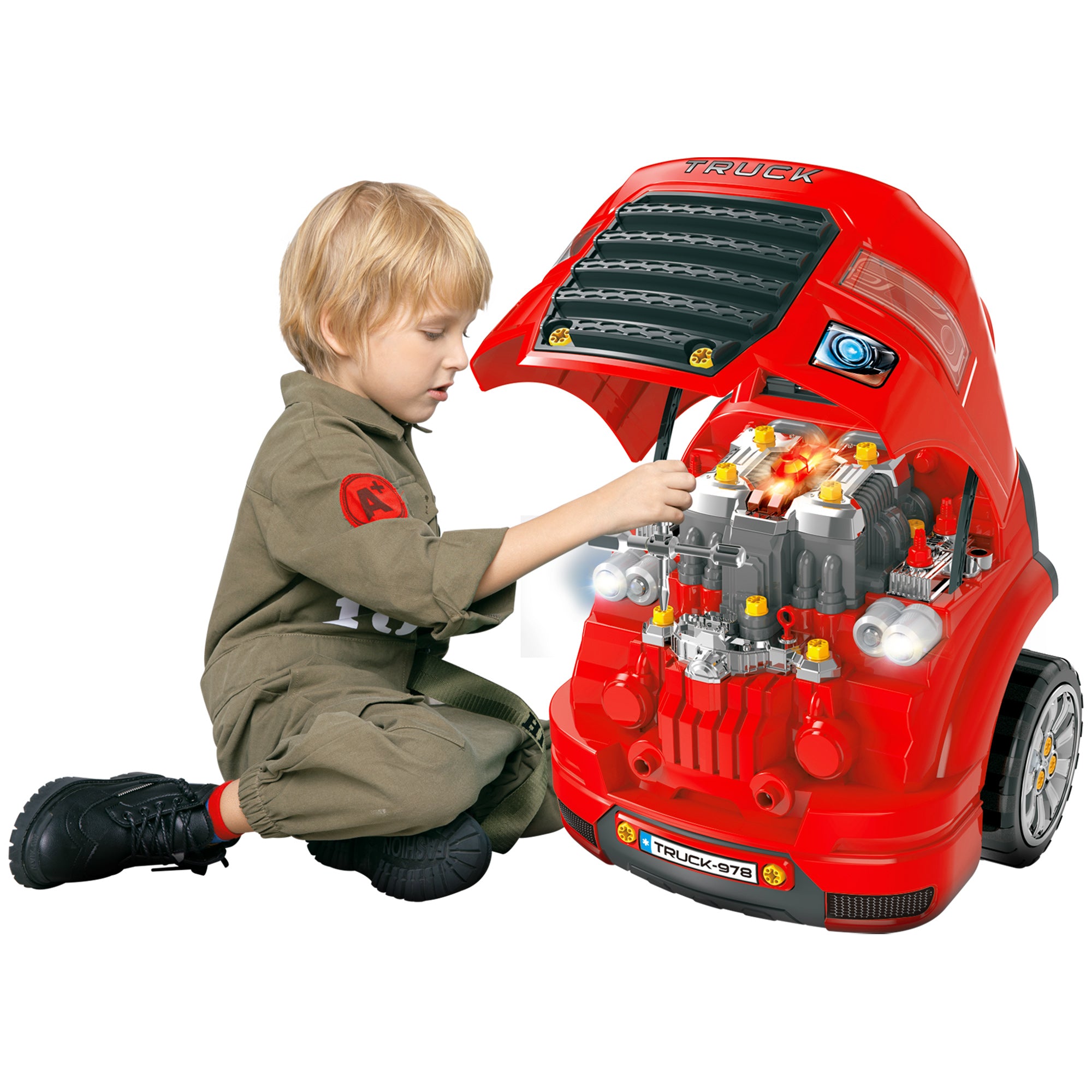 Smart Truck Engine Toy Set for Kids - Mini Car Service Station, Kids Tool Set Included, Suitable for 3-5 Years Old Workbench Toy Sets at Gallery Canada