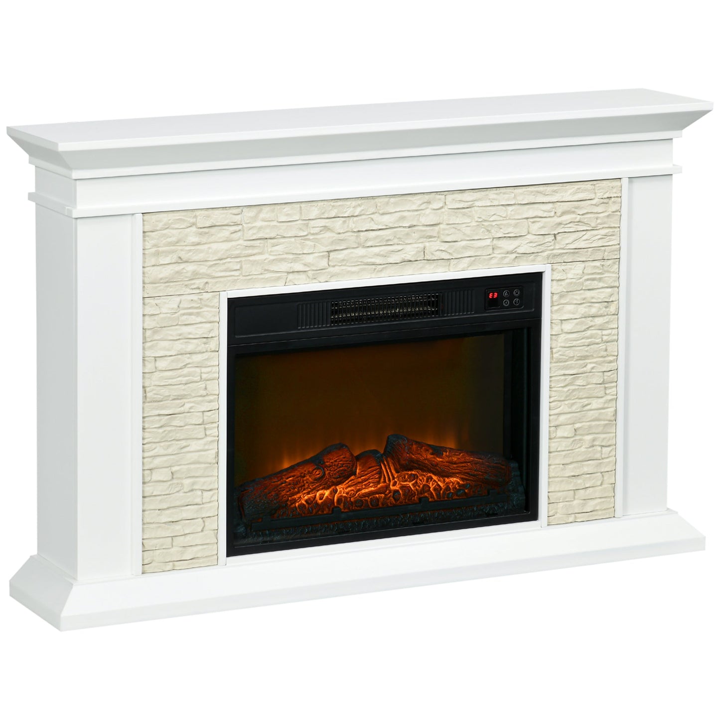 31.5" Electric Fireplace with Mantel, 1400W Freestanding Fireplace Heater with Remote Control, Overheat Protection, Timer, White Electric Fireplaces White  at Gallery Canada