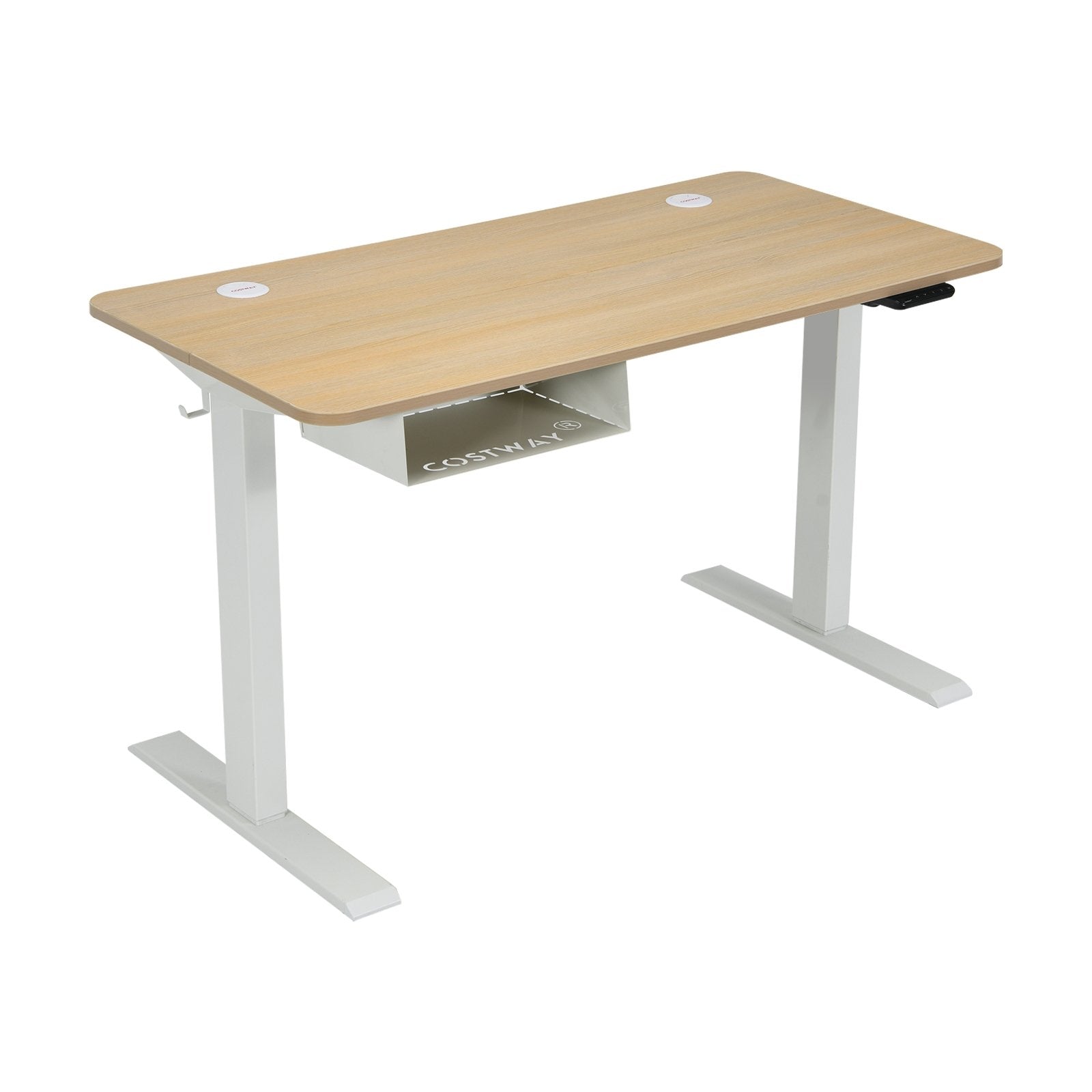 48 Inches Electric Standing Adjustable Desk with Control Panel and USB Port, Beige Standing Desks   at Gallery Canada