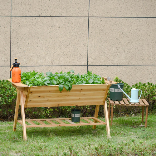 Elevated Planter Box Multi Level Planter Wooden Raised Flower Bed with Garden Shelf Plates, 58.5