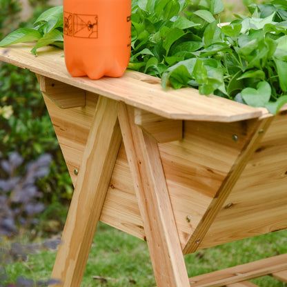 Elevated Planter Box Multi Level Planter Wooden Raised Flower Bed with Garden Shelf Plates, 58.5" x 31" x 32.25", Natural Elevated Garden Beds   at Gallery Canada