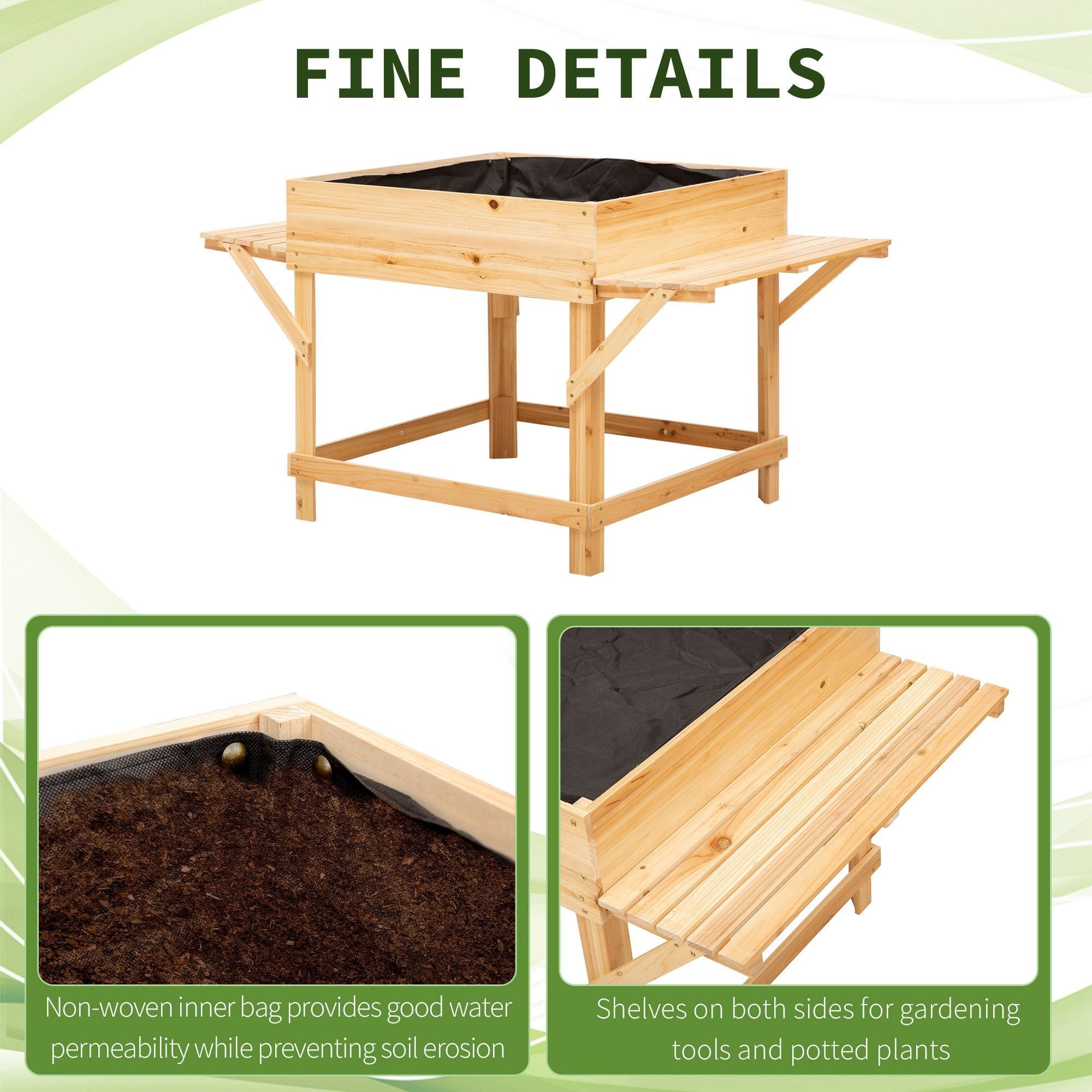 Solid Wood Elevated Planter Box with Legs, 51.5