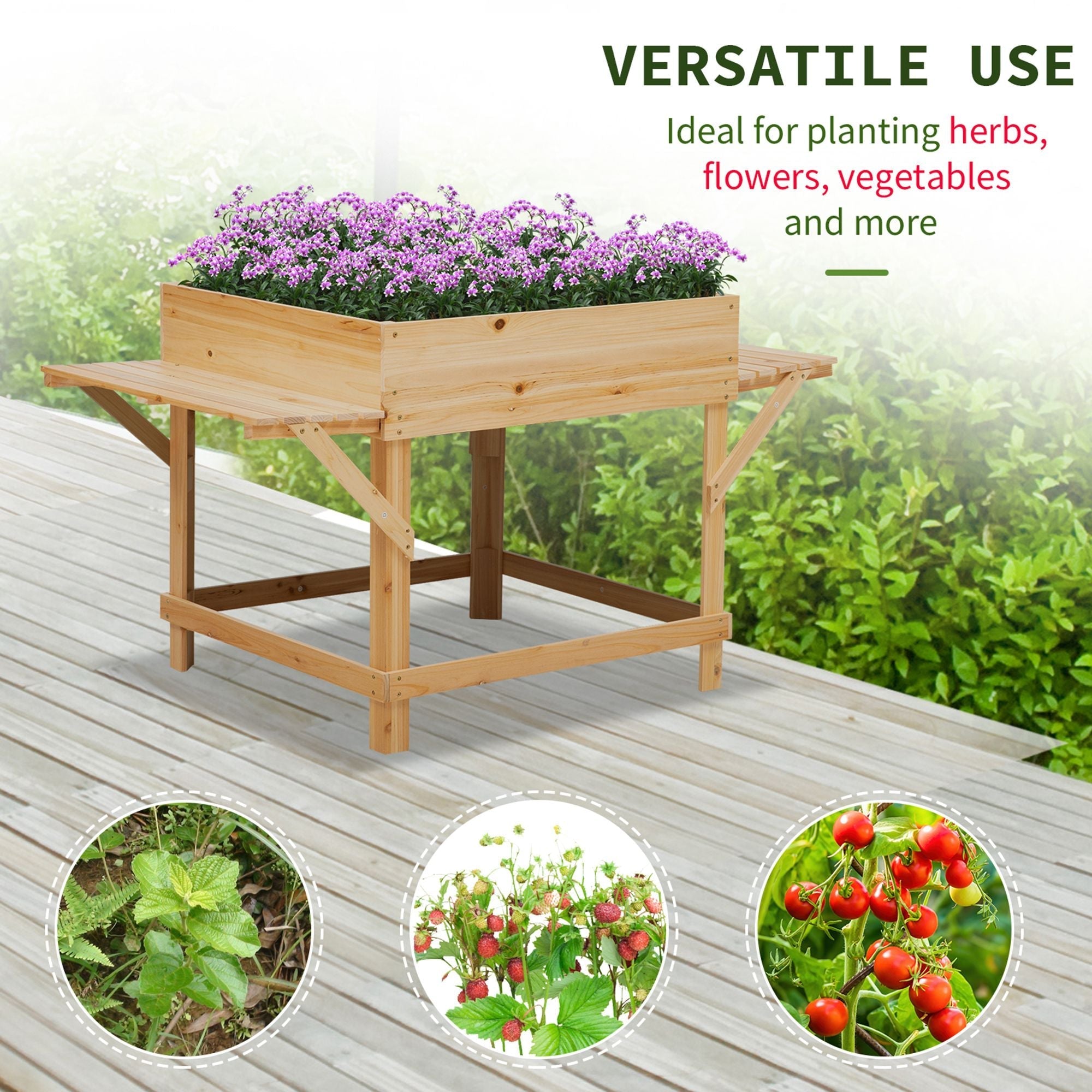 Solid Wood Elevated Planter Box with Legs, 51.5