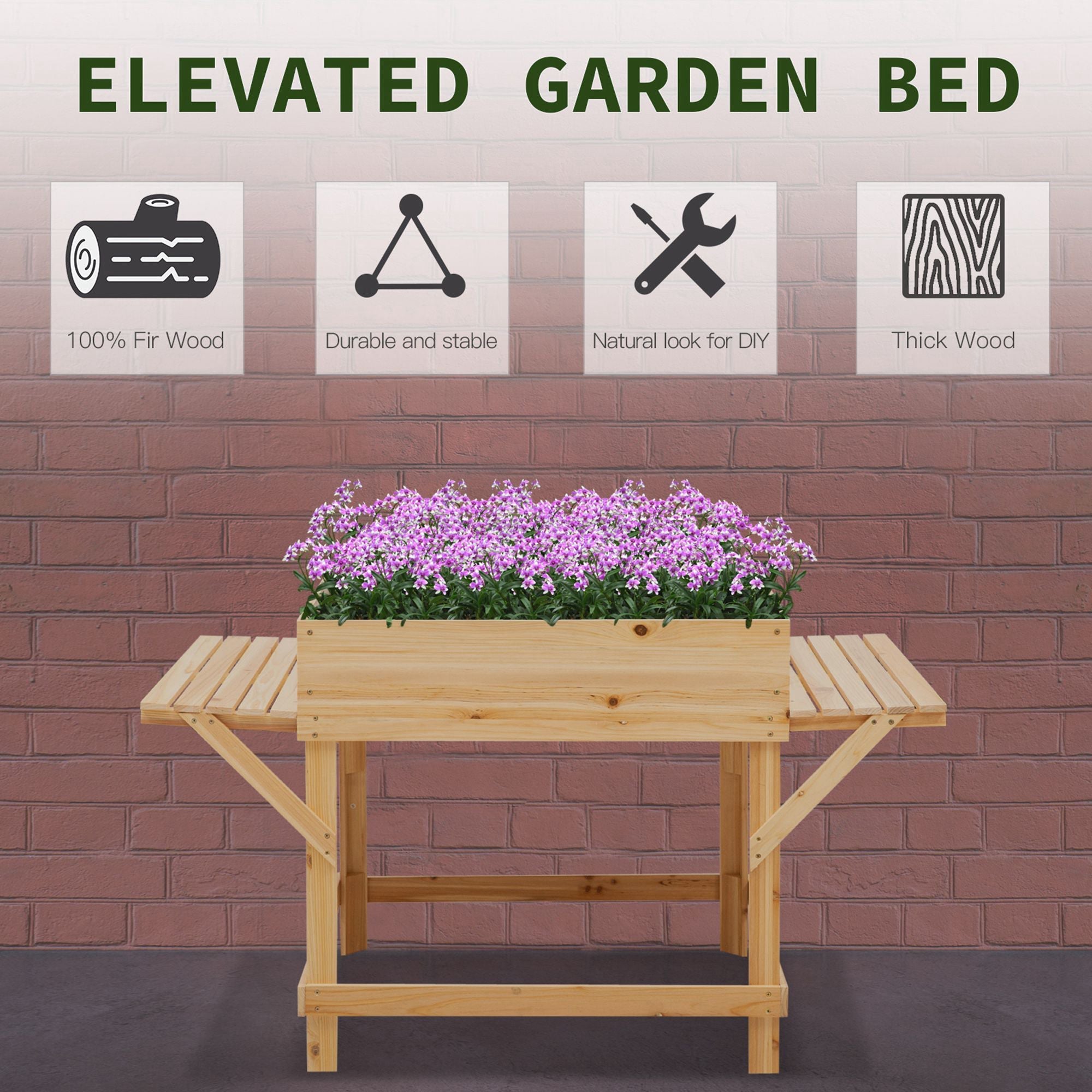 Solid Wood Elevated Planter Box with Legs, 51.5