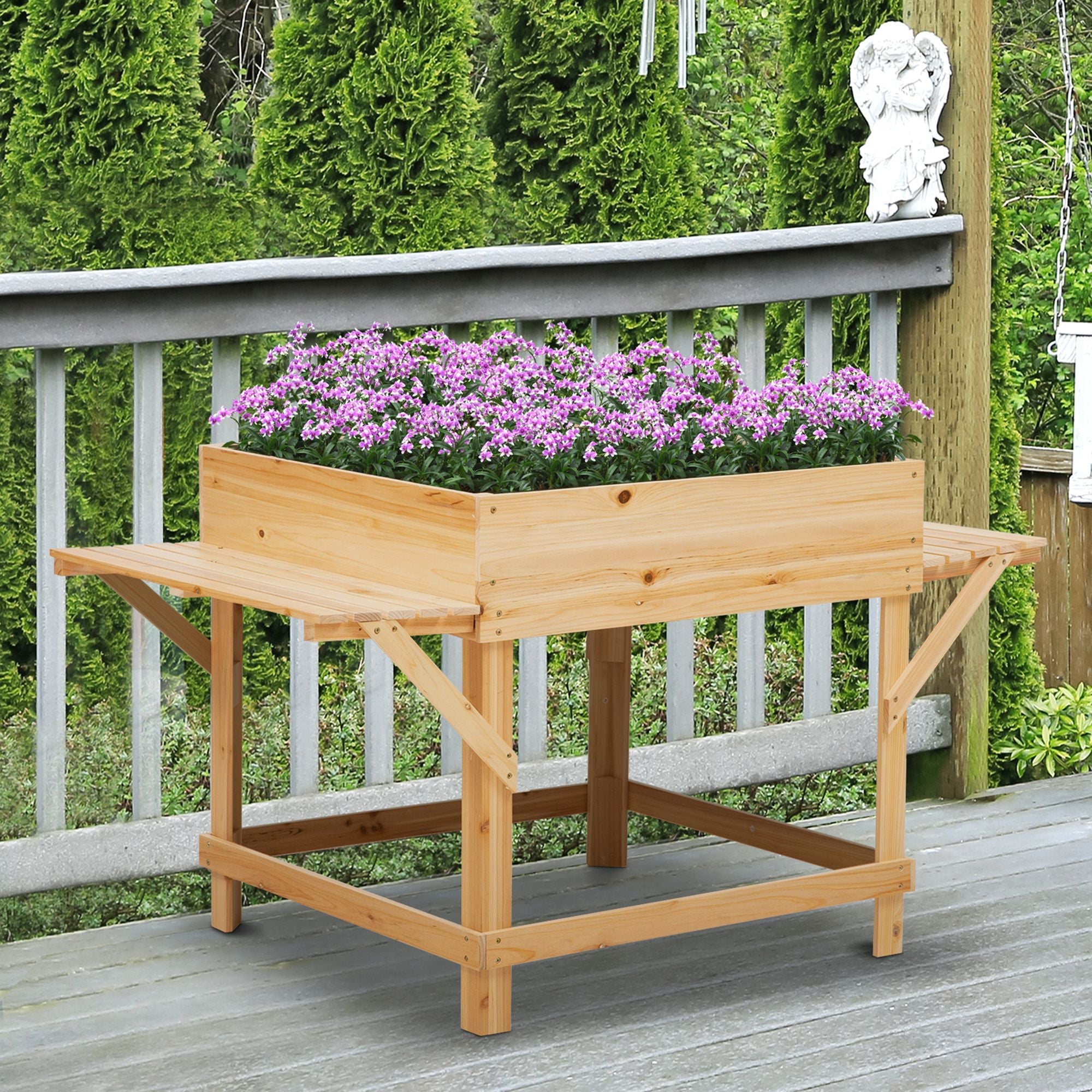 Solid Wood Elevated Planter Box with Legs, 51.5