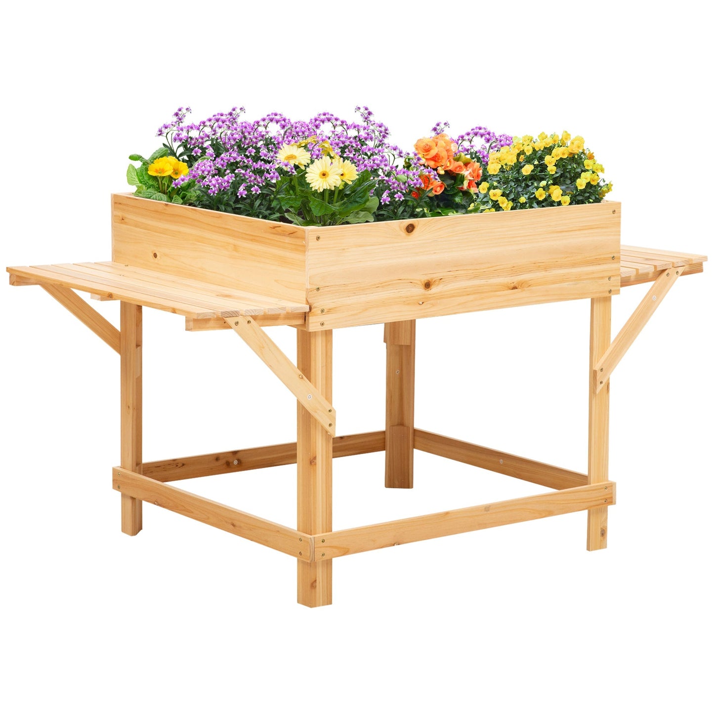 Solid Wood Elevated Planter Box with Legs, 51.5"x29.5"x29.5", Natural Elevated Garden Beds Natural  at Gallery Canada