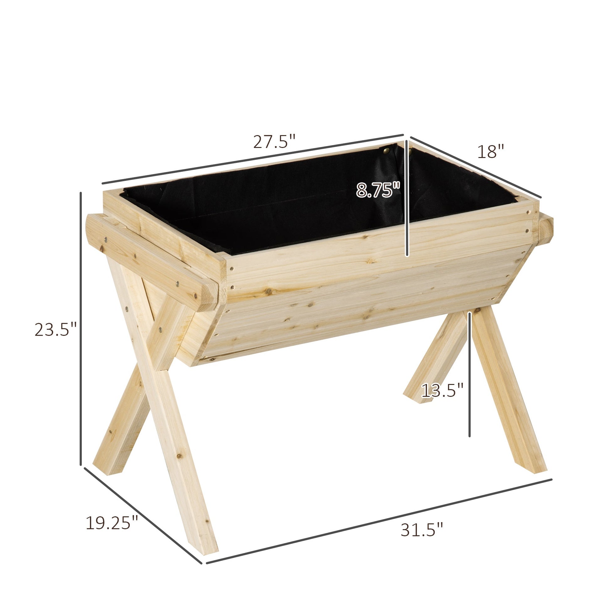 Elevated Planter Box with Legs, Wooden Raised Garden Bed with Bed Liner and Drainage Holes, for Backyard, Patio to Grow Vegetables, Herbs, and Flowers Elevated Garden Beds   at Gallery Canada