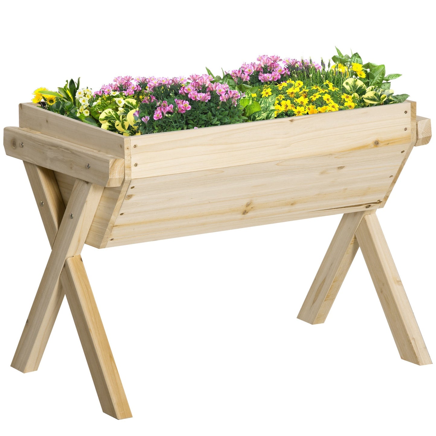 Elevated Planter Box with Legs, Wooden Raised Garden Bed with Bed Liner and Drainage Holes, for Backyard, Patio to Grow Vegetables, Herbs, and Flowers Elevated Garden Beds Natural  at Gallery Canada