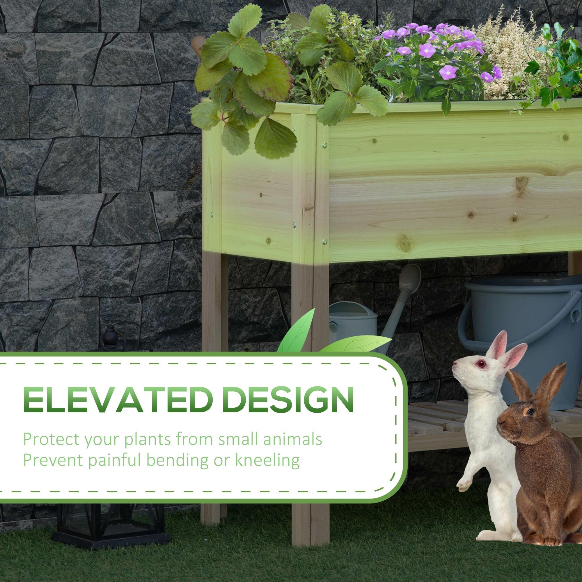 Elevated Planter Box with Storage Shelf for Flowers, Vegetables, and Herbs, 36