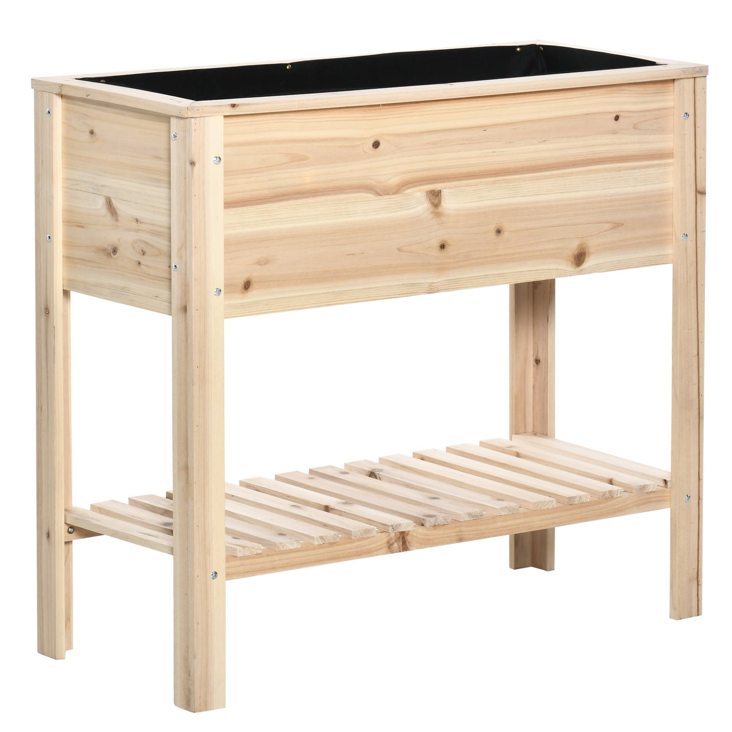 Elevated Planter Box with Storage Shelf for Flowers, Vegetables, and Herbs, 36" x 16" x 32", Natural Elevated Garden Beds Natural  at Gallery Canada