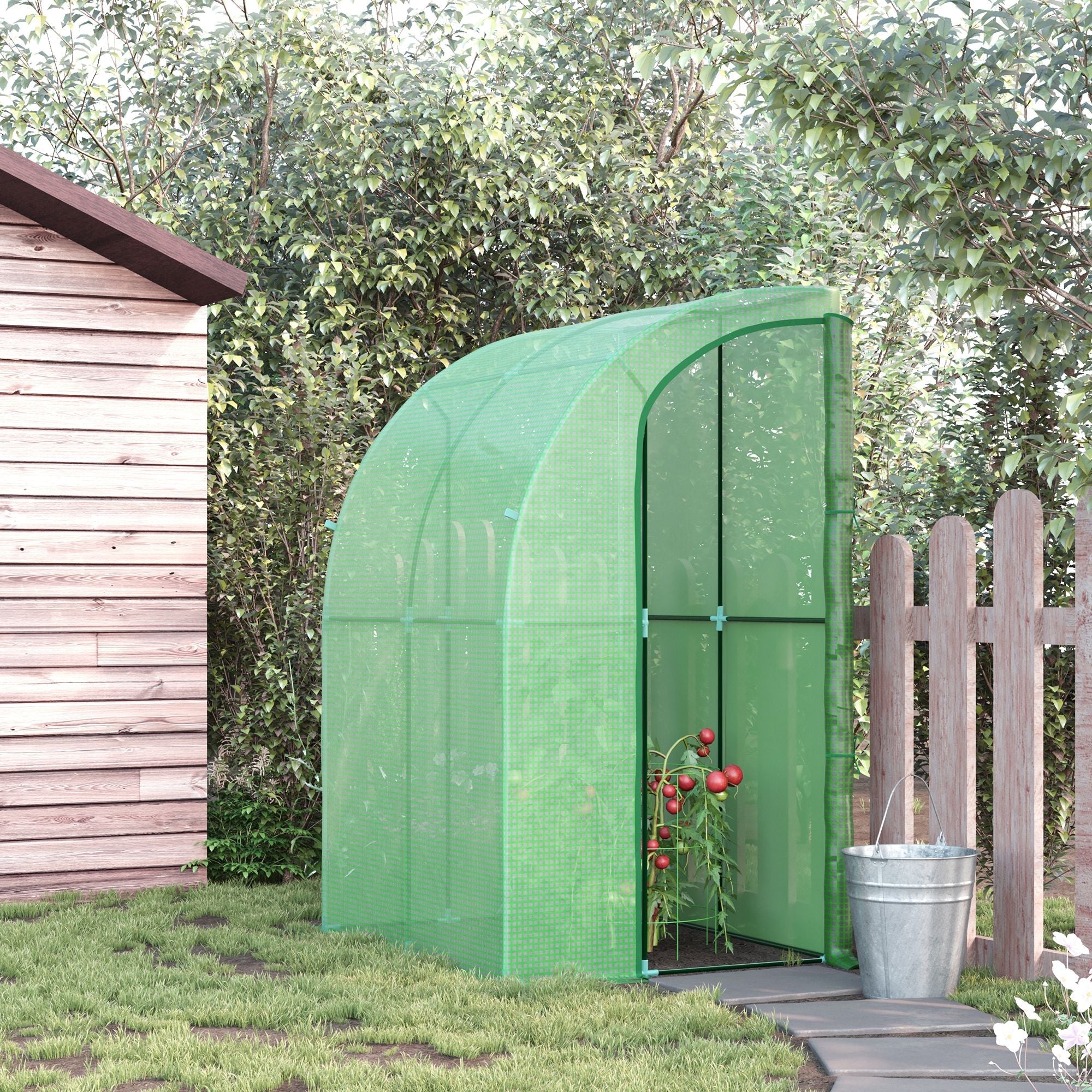 Polycarbonate Walk-in Greenhouse with Roll-Up Door, 5' x 4' x 7' - Green Walk In Greenhouses   at Gallery Canada