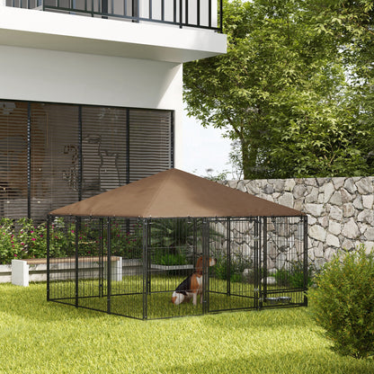 6.9' x 6.9' x 5' Outdoor Dog Kennel with Canopy, Rotating Bowls, Coffee Houses, Kennels & Pens   at Gallery Canada