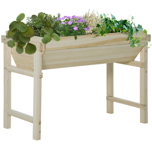 43" x 24" Raised Garden Bed, Wooden Elevated Planter Box with Non-Woven Fabric for Vegetable, Flower, Herb in Patio, Backyard and Balcony, Natural Elevated Garden Beds Natural  at Gallery Canada