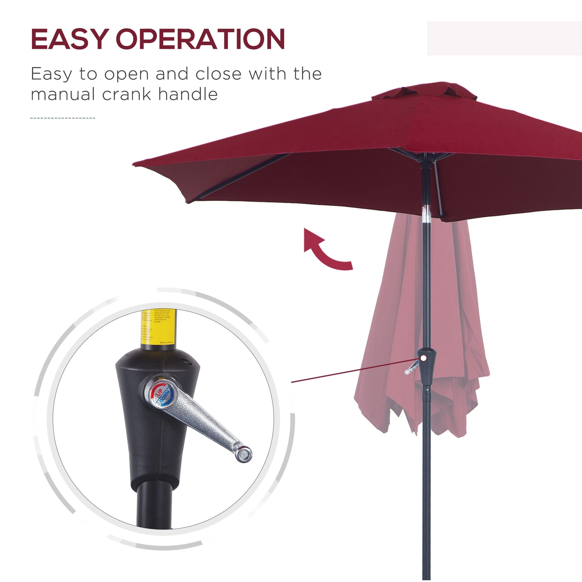 8.5' Round Aluminum Patio Umbrella 6 Ribs Market Sunshade Tilt Canopy w/ Crank Handle Garden Parasol Wine Red Sun Umbrellas   at Gallery Canada