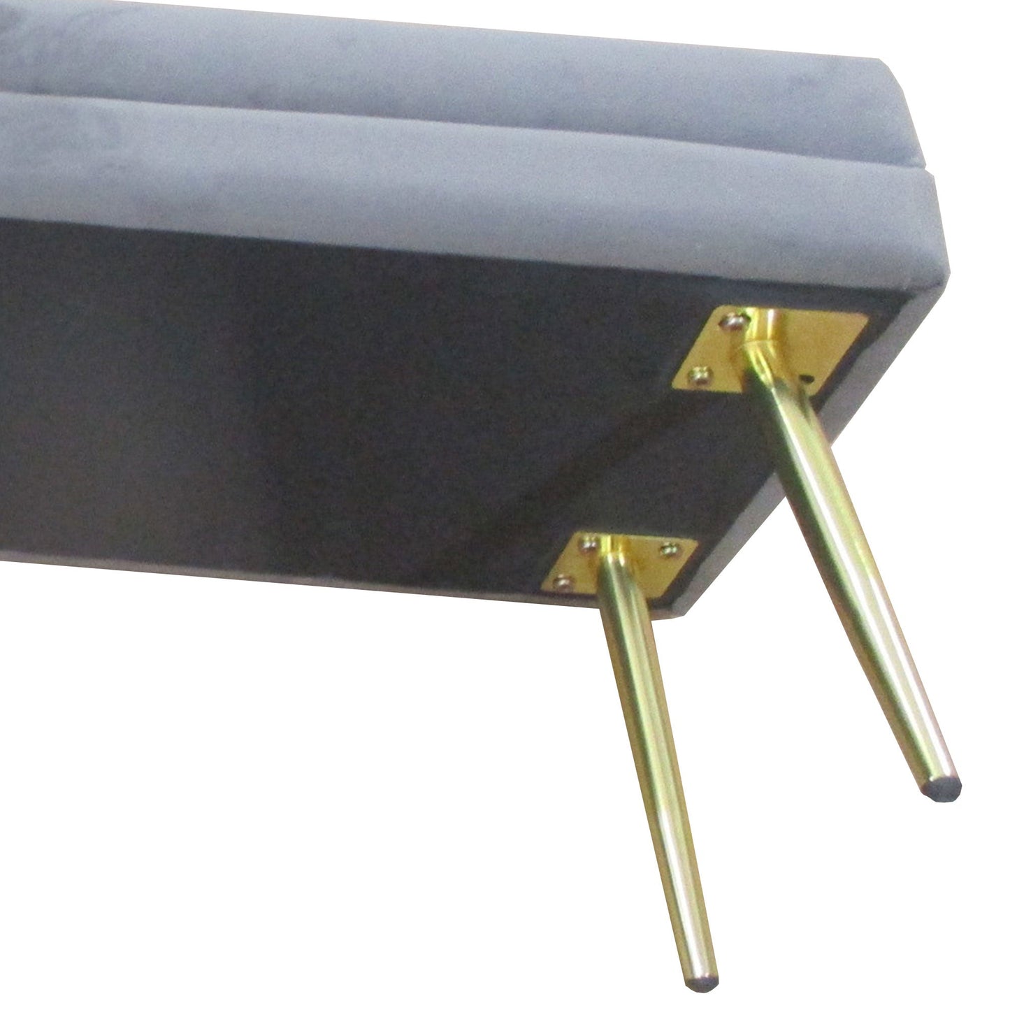 End of Bed Bench, Velvet-feel Upholstered Bench with Thick Padded Seat and Steel Legs, Modern Bedroom Bench, Dark Grey Storage Ottomans & Benches   at Gallery Canada