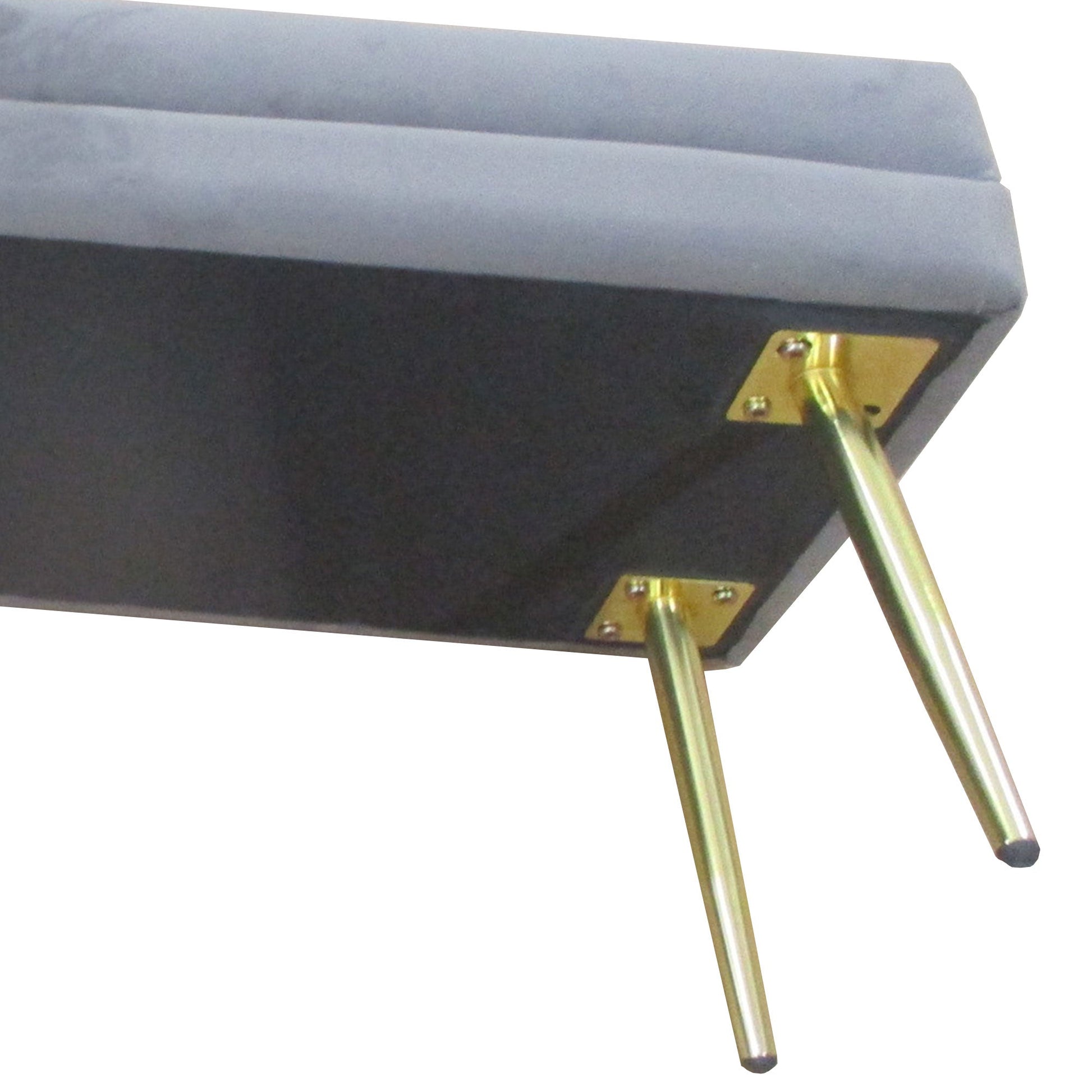 End of Bed Bench, Velvet-feel Upholstered Bench with Thick Padded Seat and Steel Legs, Modern Bedroom Bench, Dark Grey - Gallery Canada