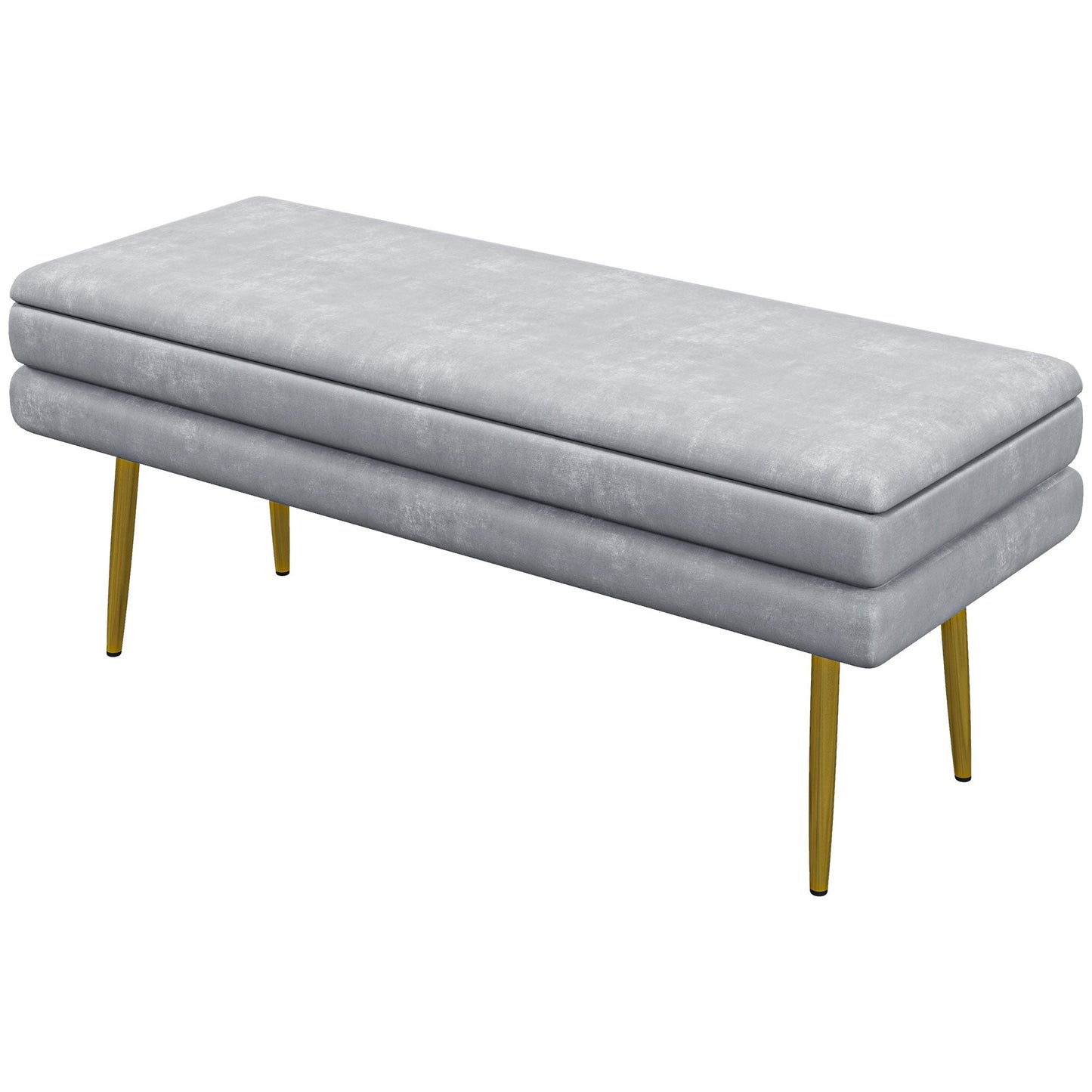 End of Bed Bench, Velvet-feel Upholstered Bench with Thick Padded Seat and Steel Legs, Modern Bedroom Bench, Dark Grey - Gallery Canada