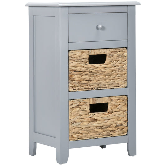 End Side Table with Removable Woven Baskets and Drawer for Living Room, Bedroom, 15.6"x11.8"x26.2", Gray Side Tables Multi Colour  at Gallery Canada