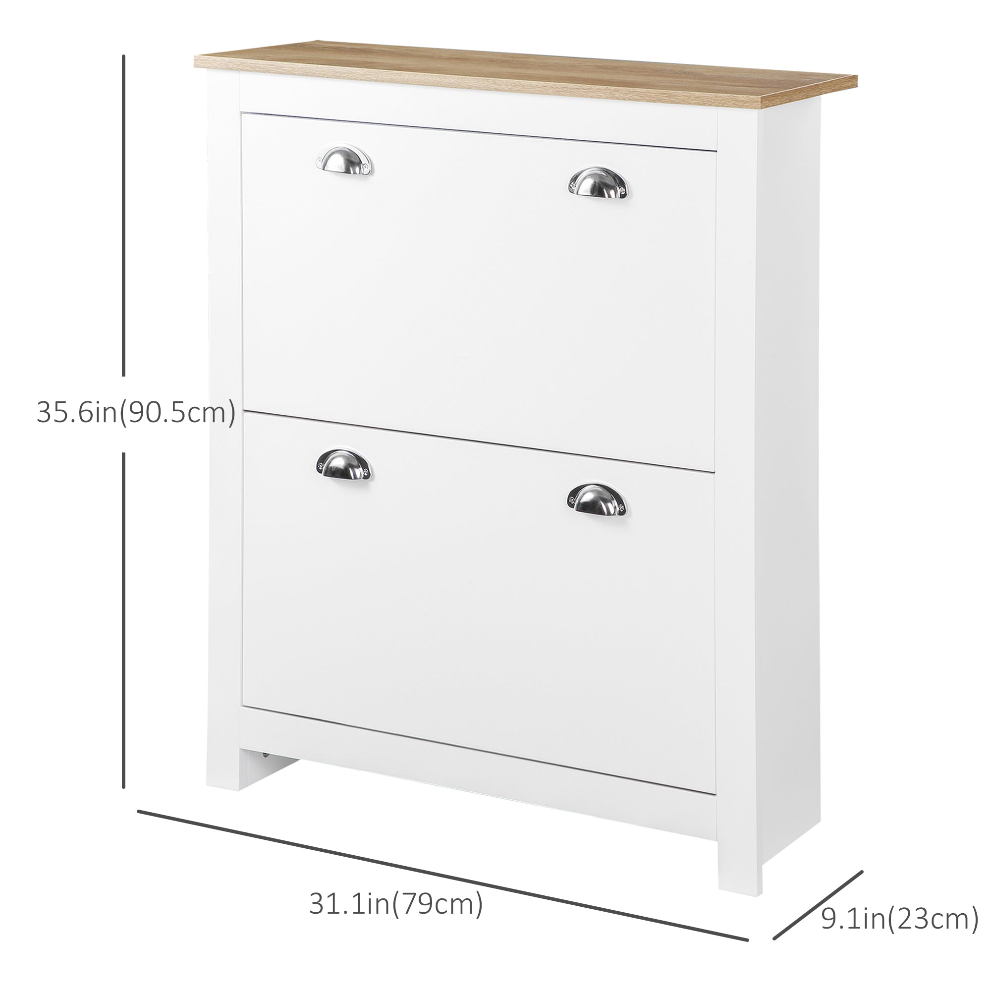 Entryway Shoe Cabinet with 2 Flip Drawers and Adjustable Shelves, 12 Pair Shoe Storage Organizer for Hallway, White Shoe Storage Cabinets & Racks   at Gallery Canada