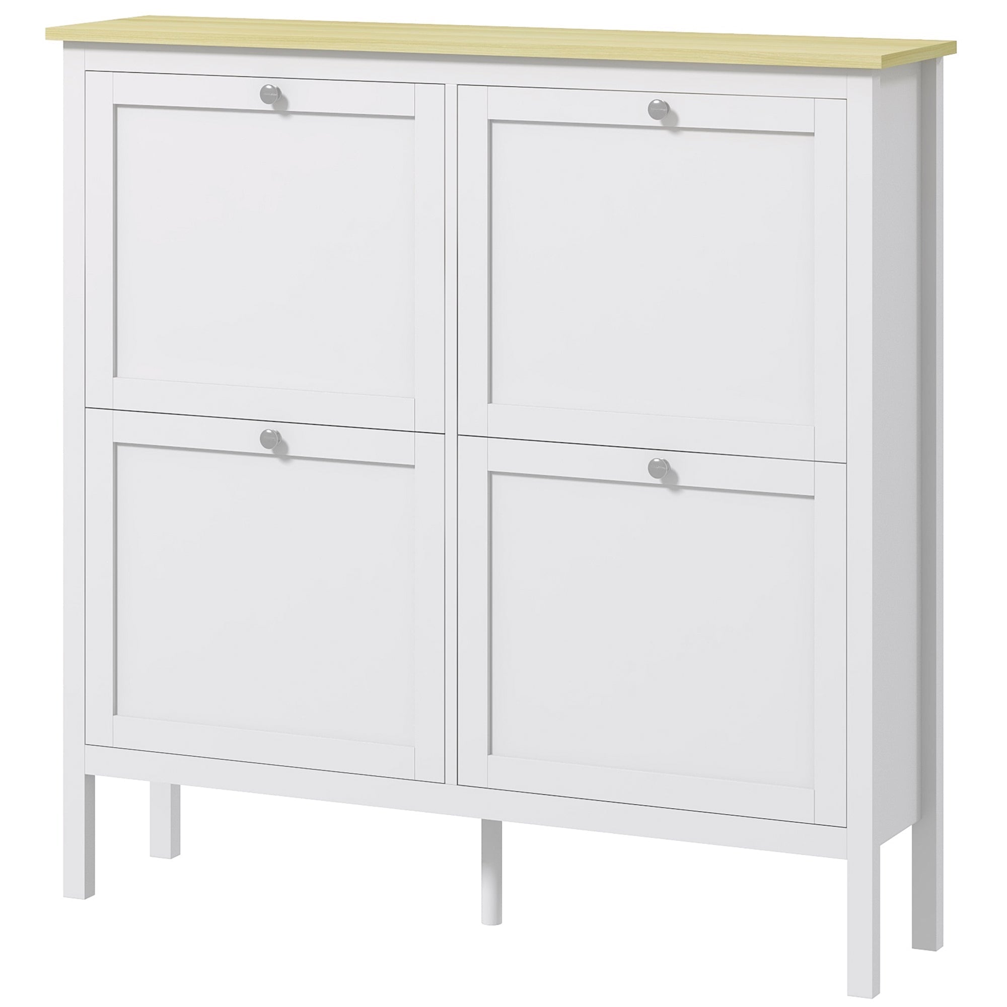 Entryway Shoe Storage Cabinet with 4 Flip Drawers, Adjustable Shelves, Narrow Shoe Cabinet for 20 Pairs of Shoes, White Shoe Storage Cabinets & Racks White  at Gallery Canada