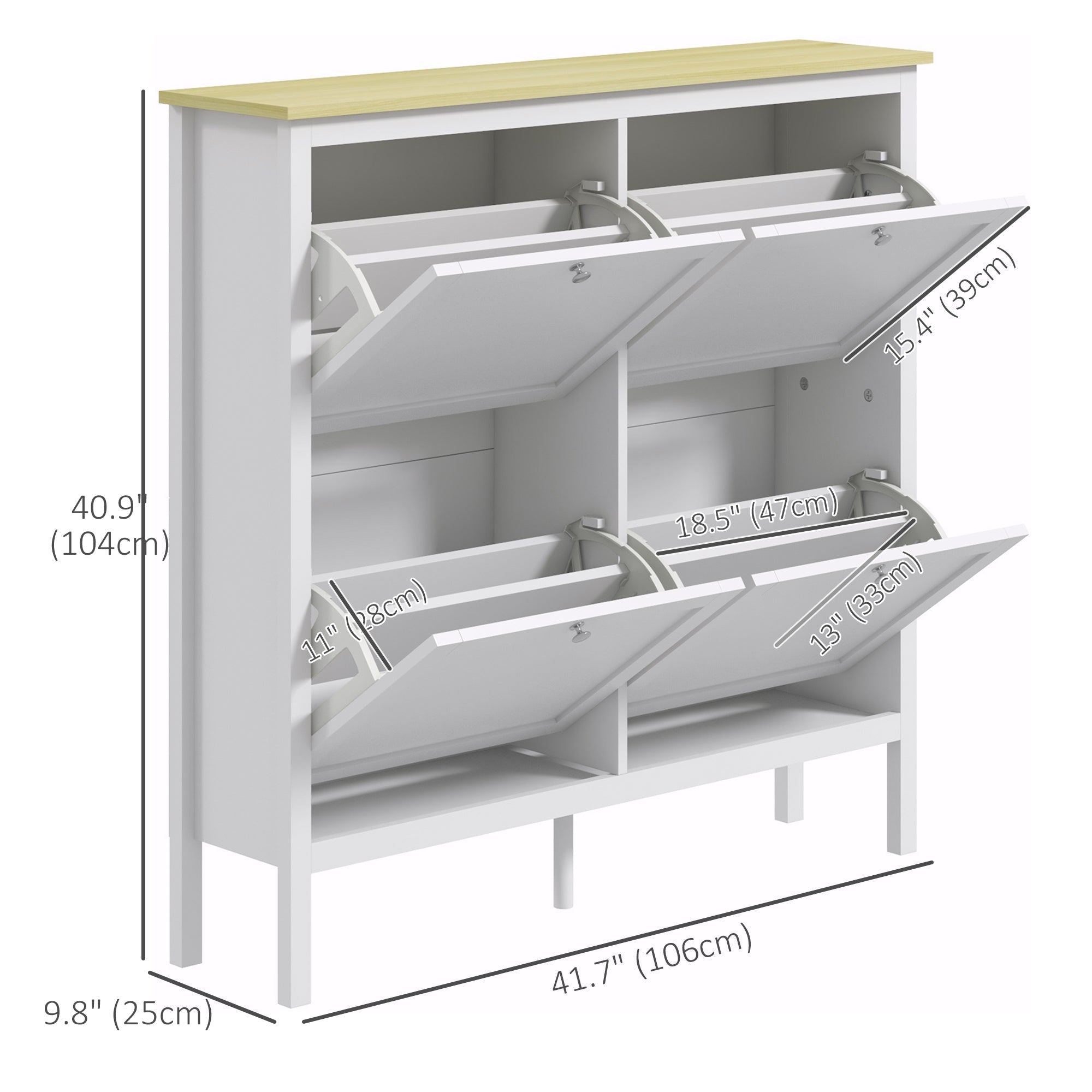 Entryway Shoe Storage Cabinet with 4 Flip Drawers, Adjustable Shelves, Narrow Shoe Cabinet for 20 Pairs of Shoes, White Shoe Storage Cabinets & Racks   at Gallery Canada