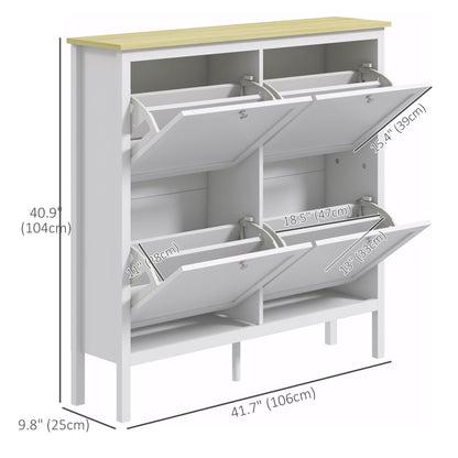 Entryway Shoe Storage Cabinet with 4 Flip Drawers, Adjustable Shelves, Narrow Shoe Cabinet for 20 Pairs of Shoes, White Shoe Storage Cabinets & Racks   at Gallery Canada