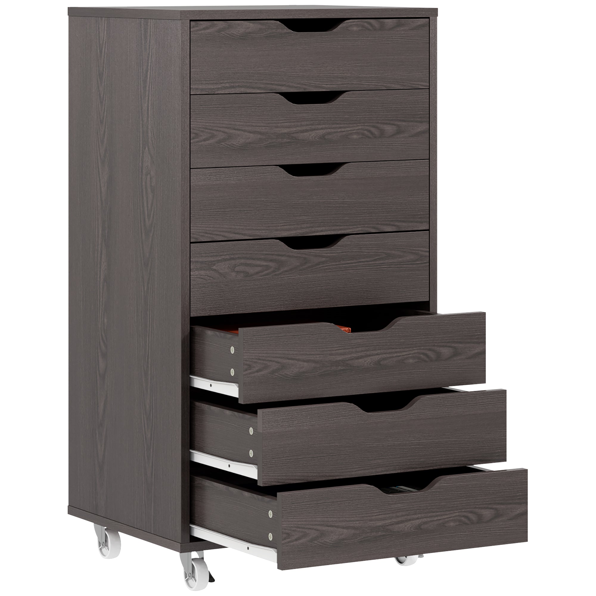 7-drawer Vertical File Cabinet for Home Office, Storage Cabinet with Wheels, 18.7