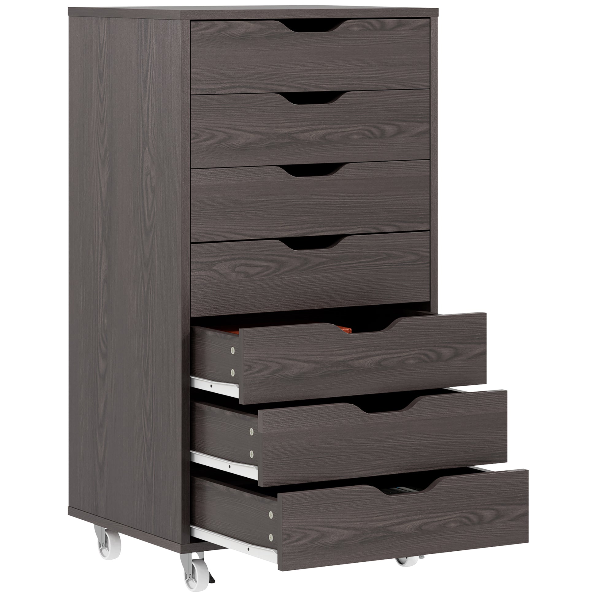 7-drawer Vertical File Cabinet for Home Office, Storage Cabinet with Wheels, 18.7"x15.6"x35.4", Grey Wood Grain Office Cabinets & Cupboards   at Gallery Canada