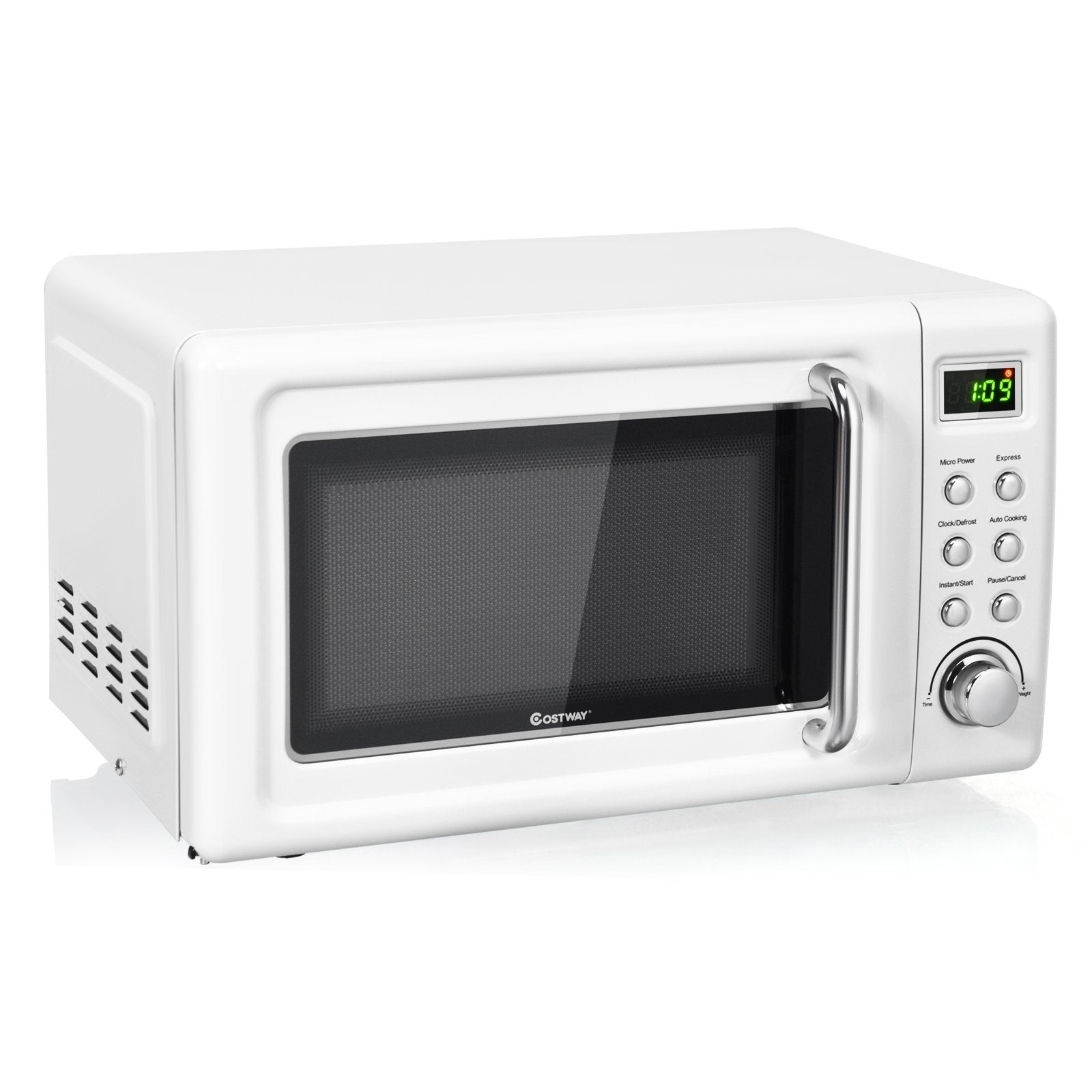 700W Retro Countertop Microwave Oven with 5 Micro Power and Auto Cooking Function, White Toaster Ovens   at Gallery Canada