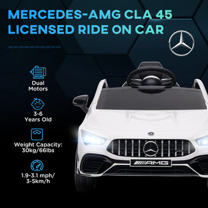 Mercedes-AMG Licensed 12V Ride on Car, Kids Electric Car with Remote Control, Spring Suspension, LED Lights, White Electric Toy Cars   at Gallery Canada