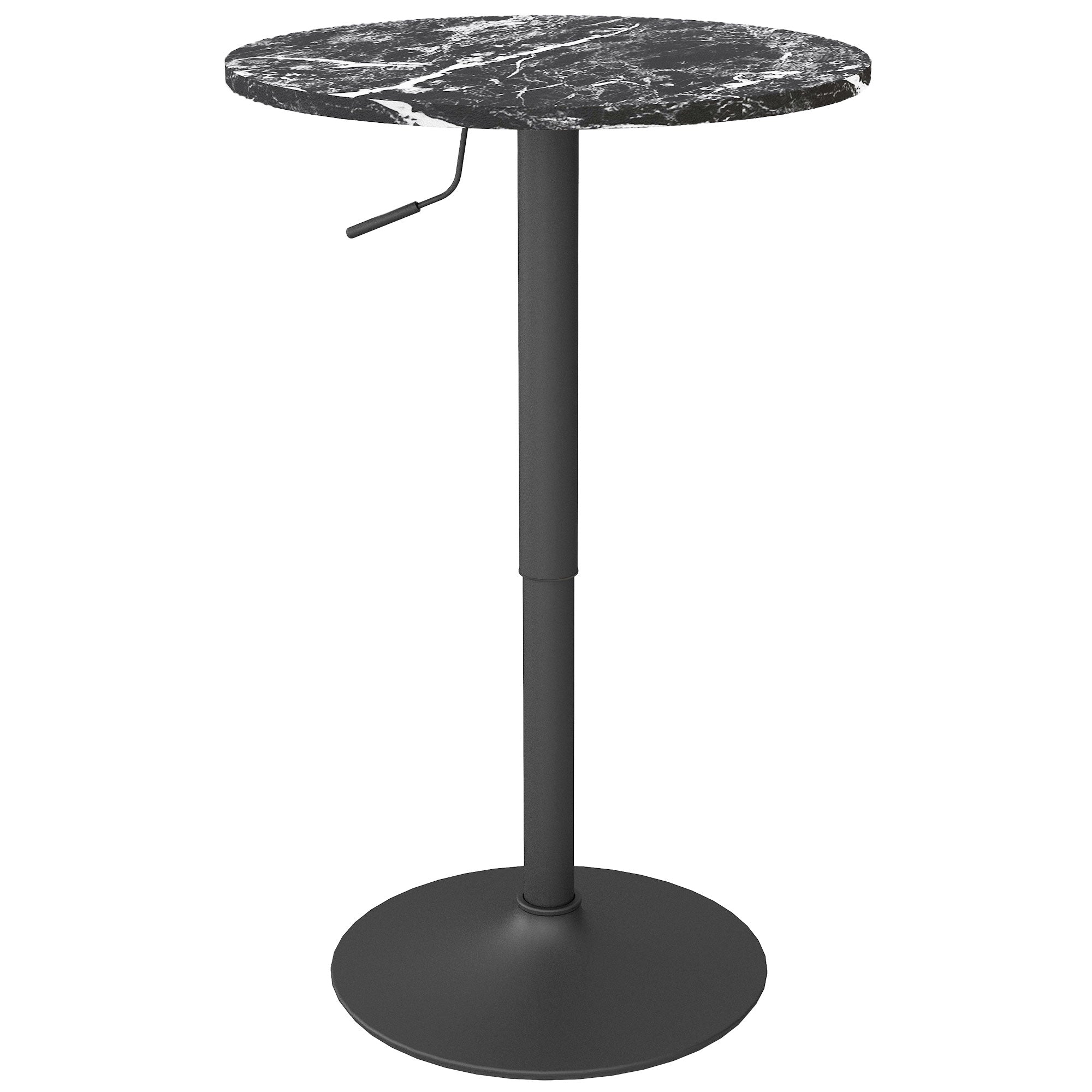 Adjustable Bar Table for 2, Round Pub Table with Steel Base for Home Bar, Small Dining Room, Black Marble Bar Tables at Gallery Canada