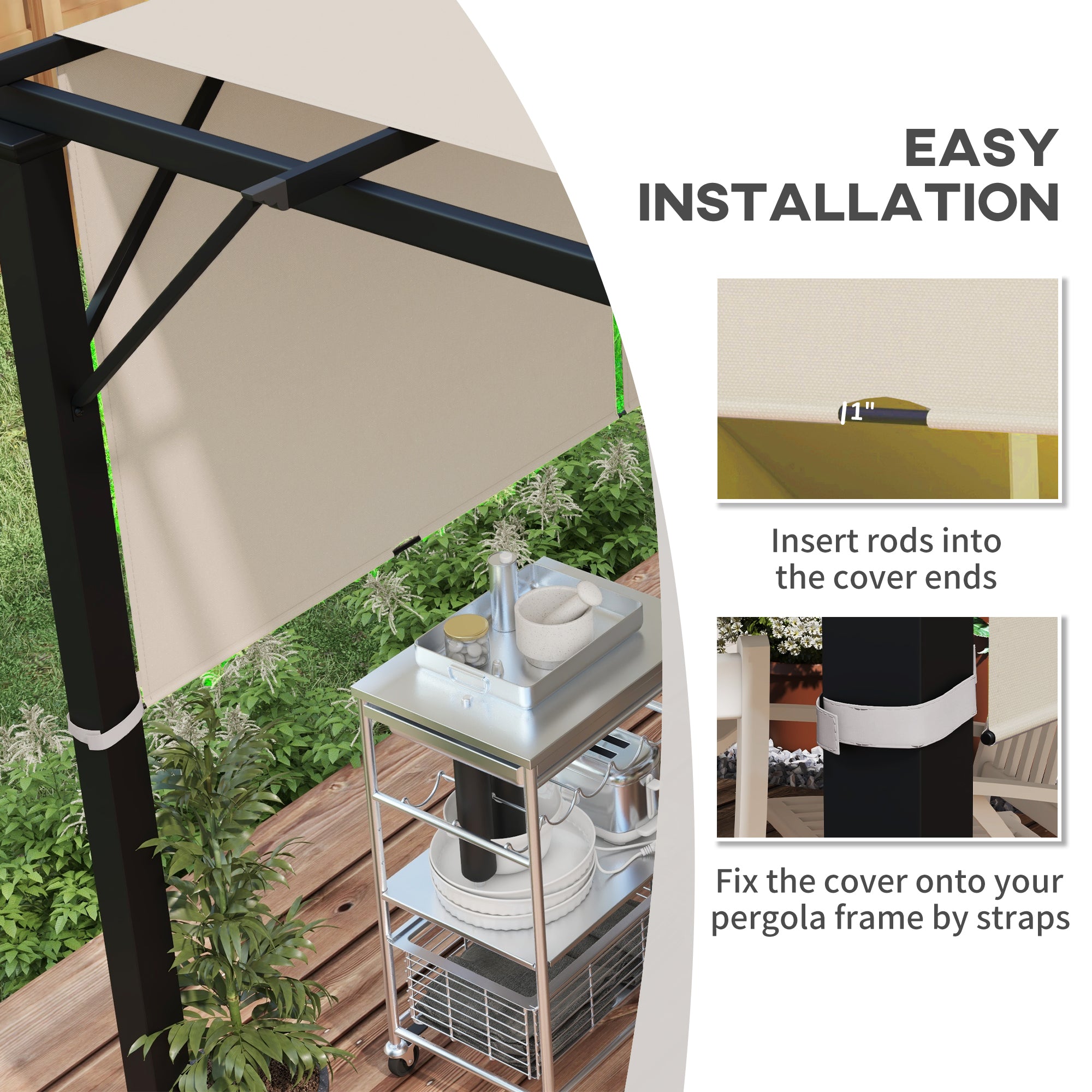 2 Pcs UV Protection Pergola Replacement Canopy, Pergola Shade Cover, Easy to Install, for 10' x 10' Pergola, Khaki Gazebo Canopy Replacement at Gallery Canada