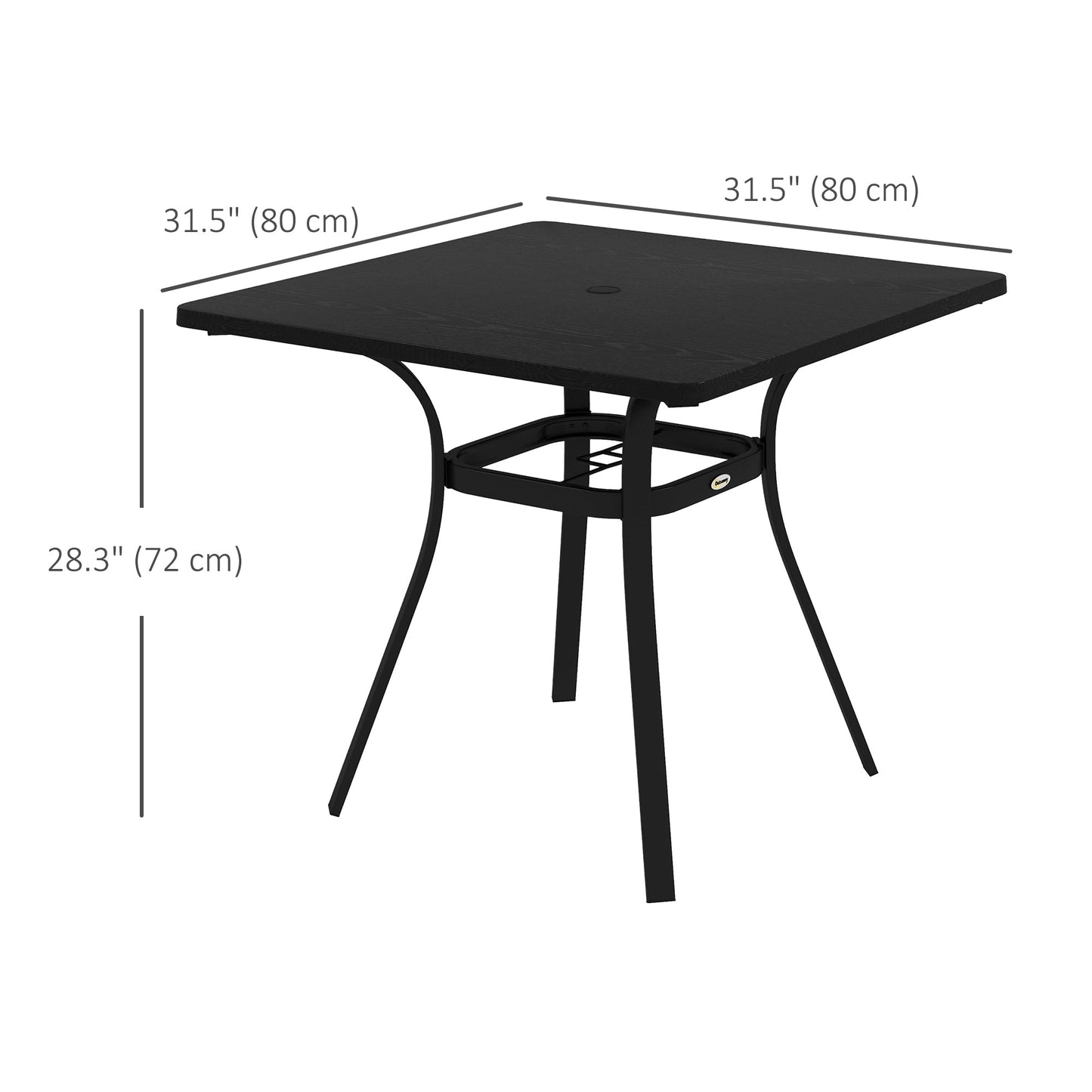 Rectangle Patio Dining Table for 4 People with Steel Legs, Metal Tabletop for Garden, Backyard, Lawn, Balcony, Black Patio Dinning Tables   at Gallery Canada