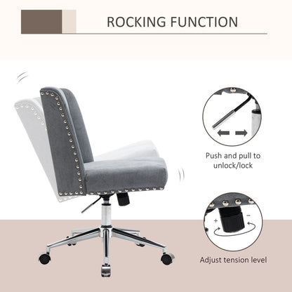 Ergonomic Computer Office Chair Task Desk 360° Swivel Modern Mid Back Rocking Chair for Home Study Bedroom, Adjustable Height Grey Task Chairs   at Gallery Canada