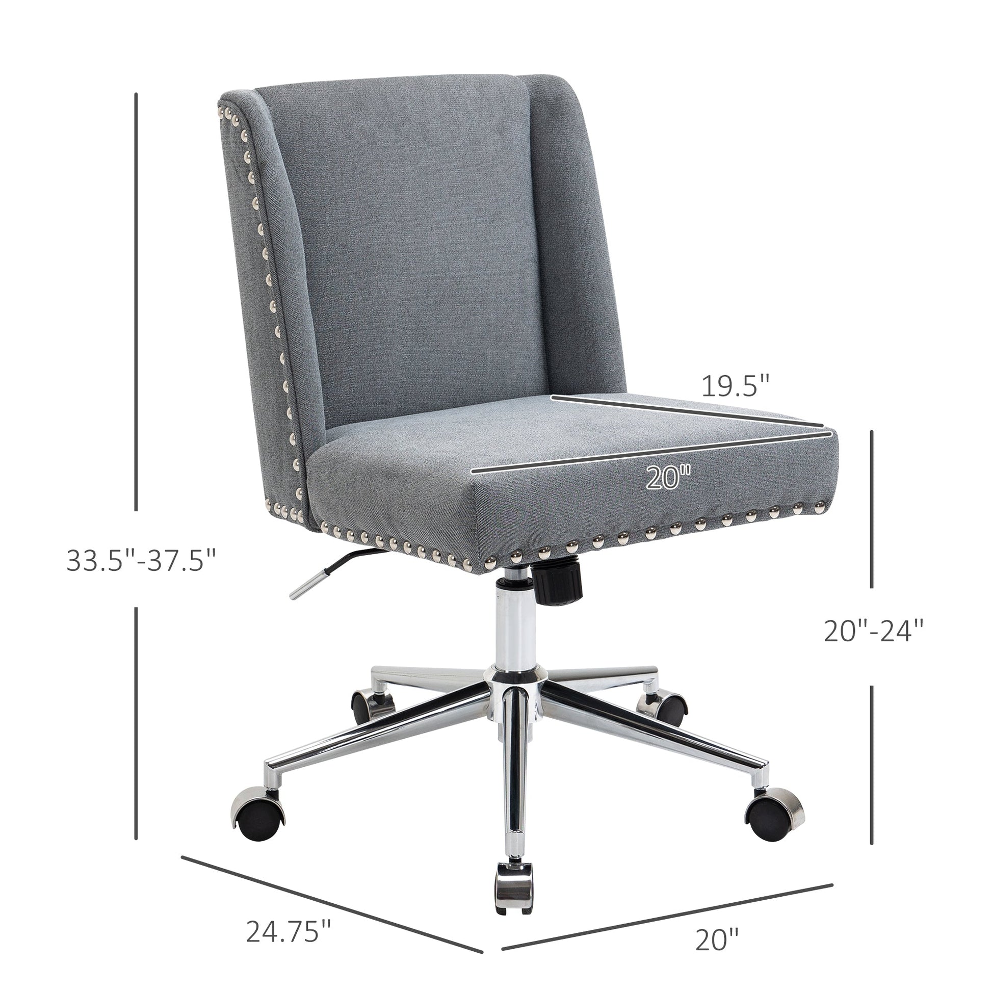 Ergonomic Computer Office Chair Task Desk 360° Swivel Modern Mid Back Rocking Chair for Home Study Bedroom, Adjustable Height Grey Task Chairs   at Gallery Canada