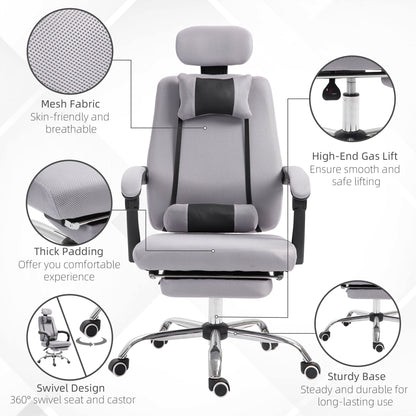 Ergonomic Executive High Back Office Chair with Footrest,Lumbar Support,Grey Executive & Manager Chairs   at Gallery Canada