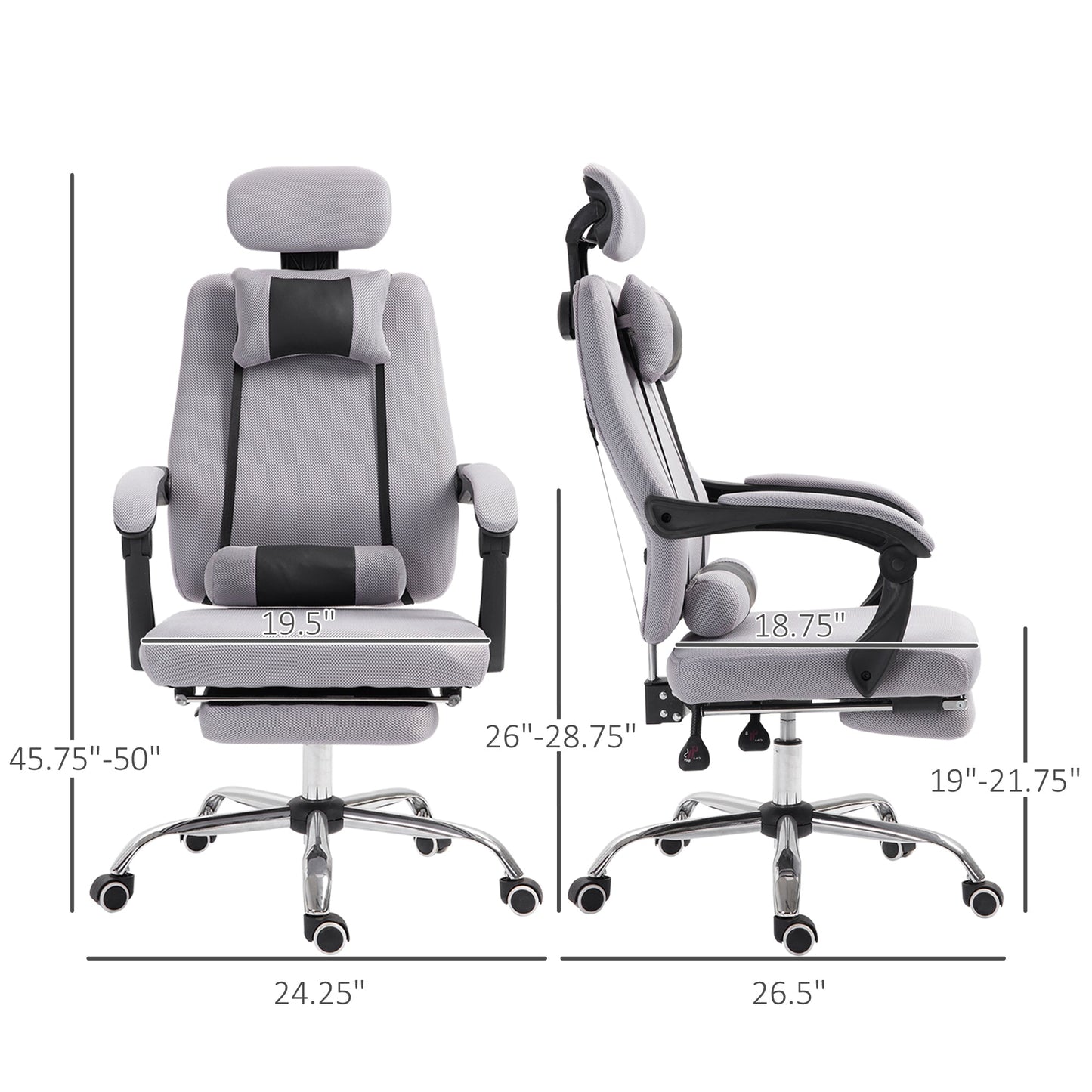 Ergonomic Executive High Back Office Chair with Footrest,Lumbar Support,Grey Executive & Manager Chairs   at Gallery Canada