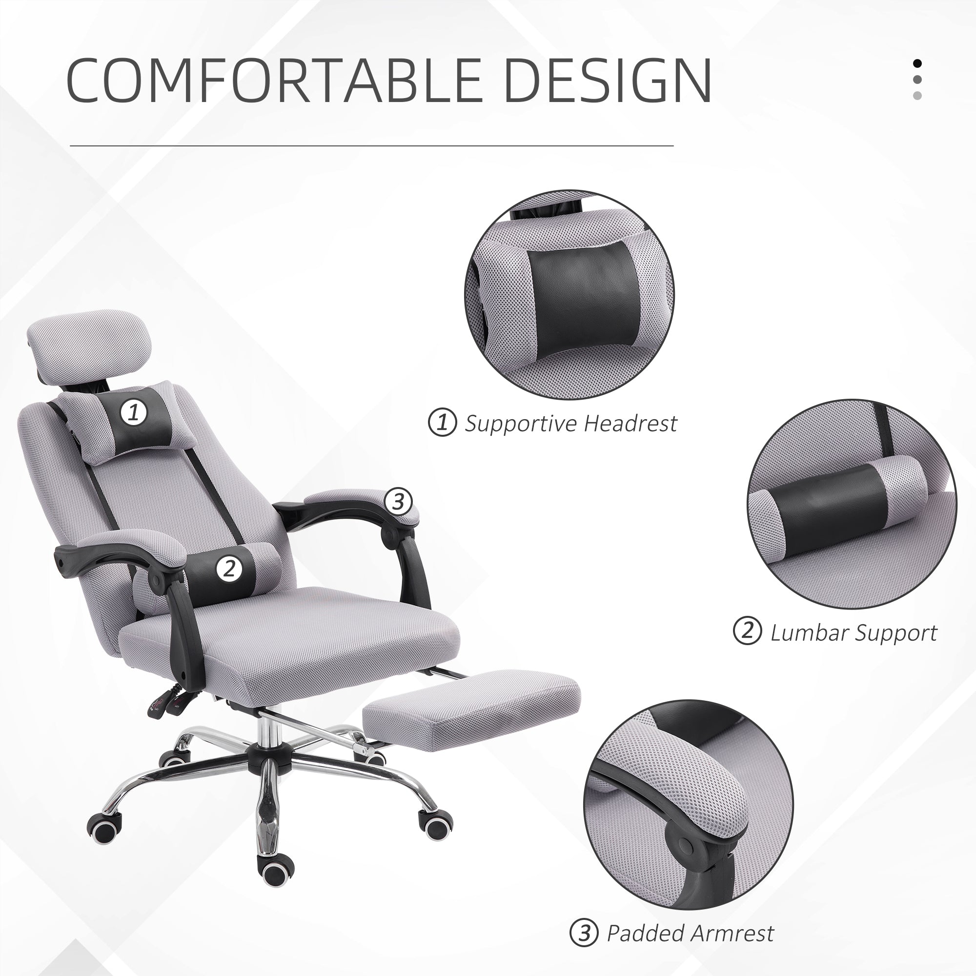 Ergonomic Executive High Back Office Chair with Footrest,Lumbar Support,Grey Executive & Manager Chairs   at Gallery Canada