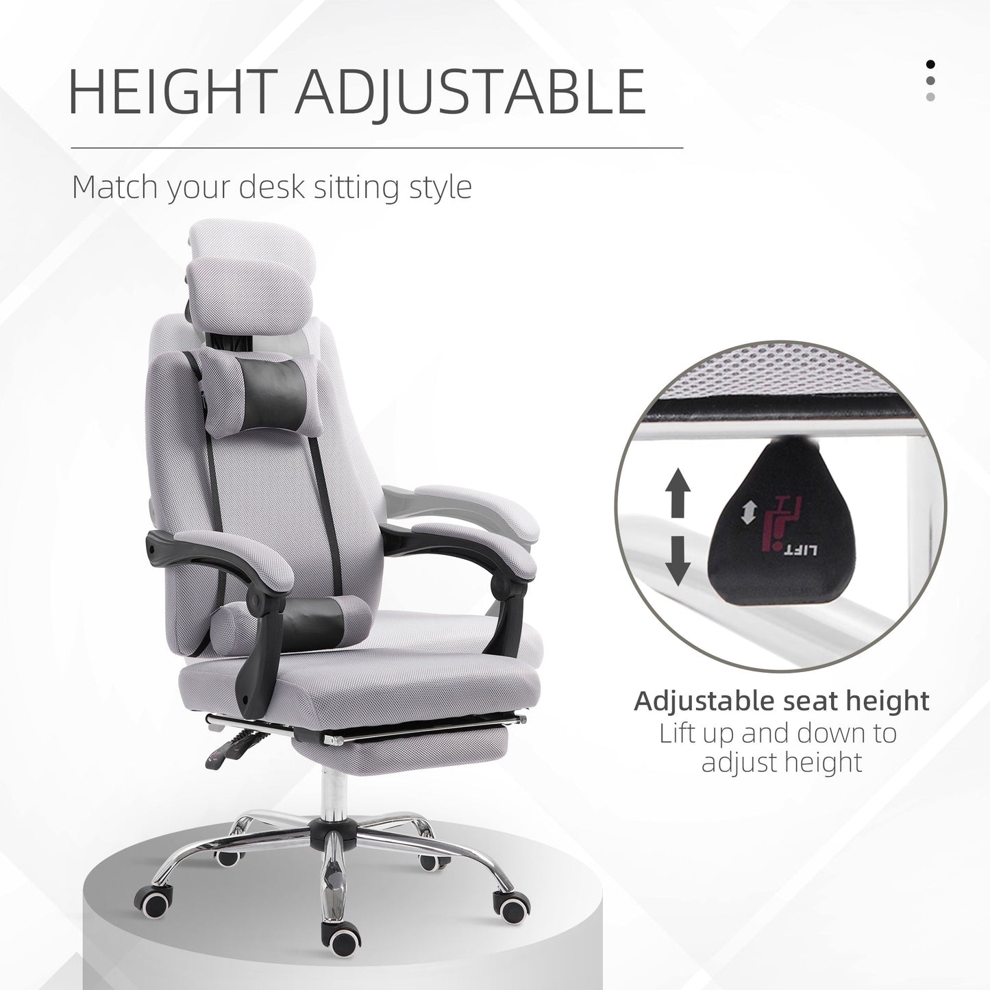 Ergonomic Executive High Back Office Chair with Footrest,Lumbar Support,Grey Executive & Manager Chairs   at Gallery Canada