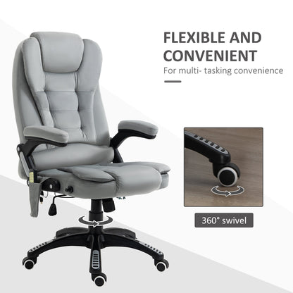 Ergonomic Vibrating Massage Office Chair High Back Executive Chair with 6 Point Reclining Backrest Padded Armrest Grey Massage Chairs   at Gallery Canada