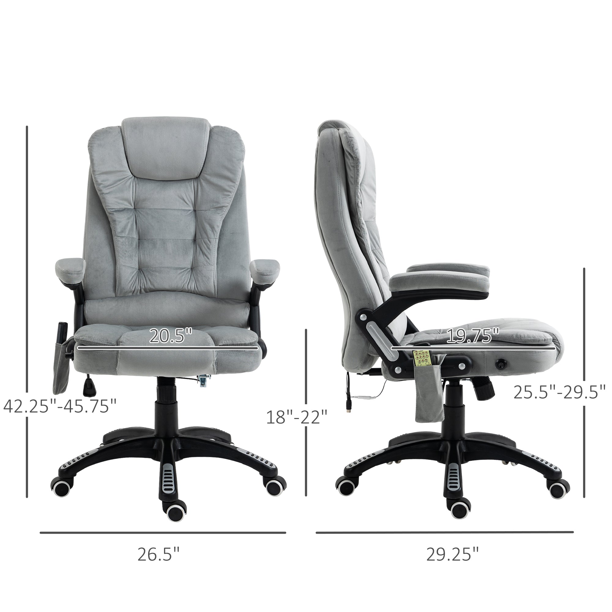 Ergonomic Vibrating Massage Office Chair High Back Executive Chair with 6 Point Reclining Backrest Padded Armrest Grey Massage Chairs   at Gallery Canada