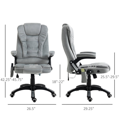 Ergonomic Vibrating Massage Office Chair High Back Executive Chair with 6 Point Reclining Backrest Padded Armrest Grey Massage Chairs   at Gallery Canada