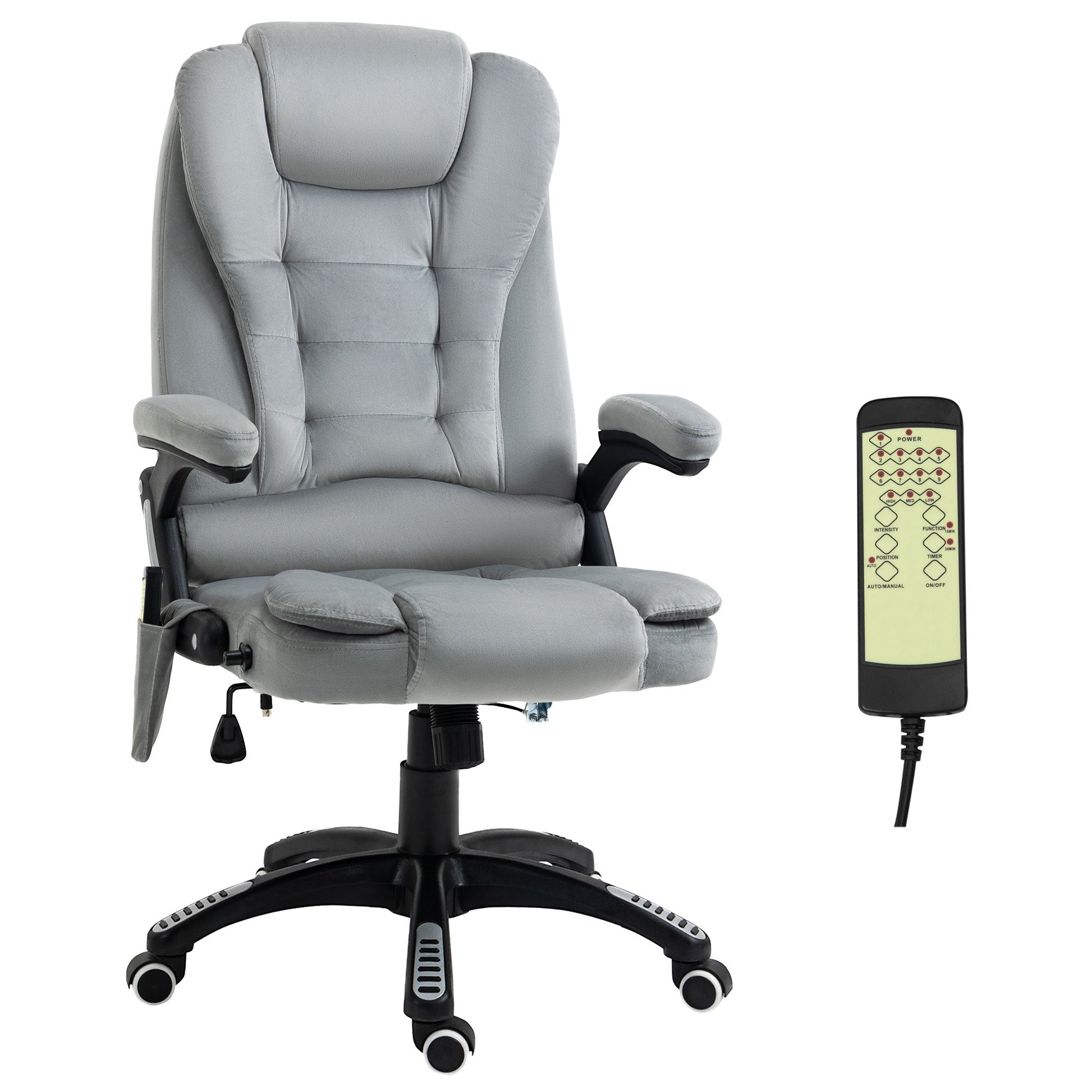 Ergonomic Vibrating Massage Office Chair High Back Executive Chair with 6 Point Reclining Backrest Padded Armrest Grey Massage Chairs Grey  at Gallery Canada