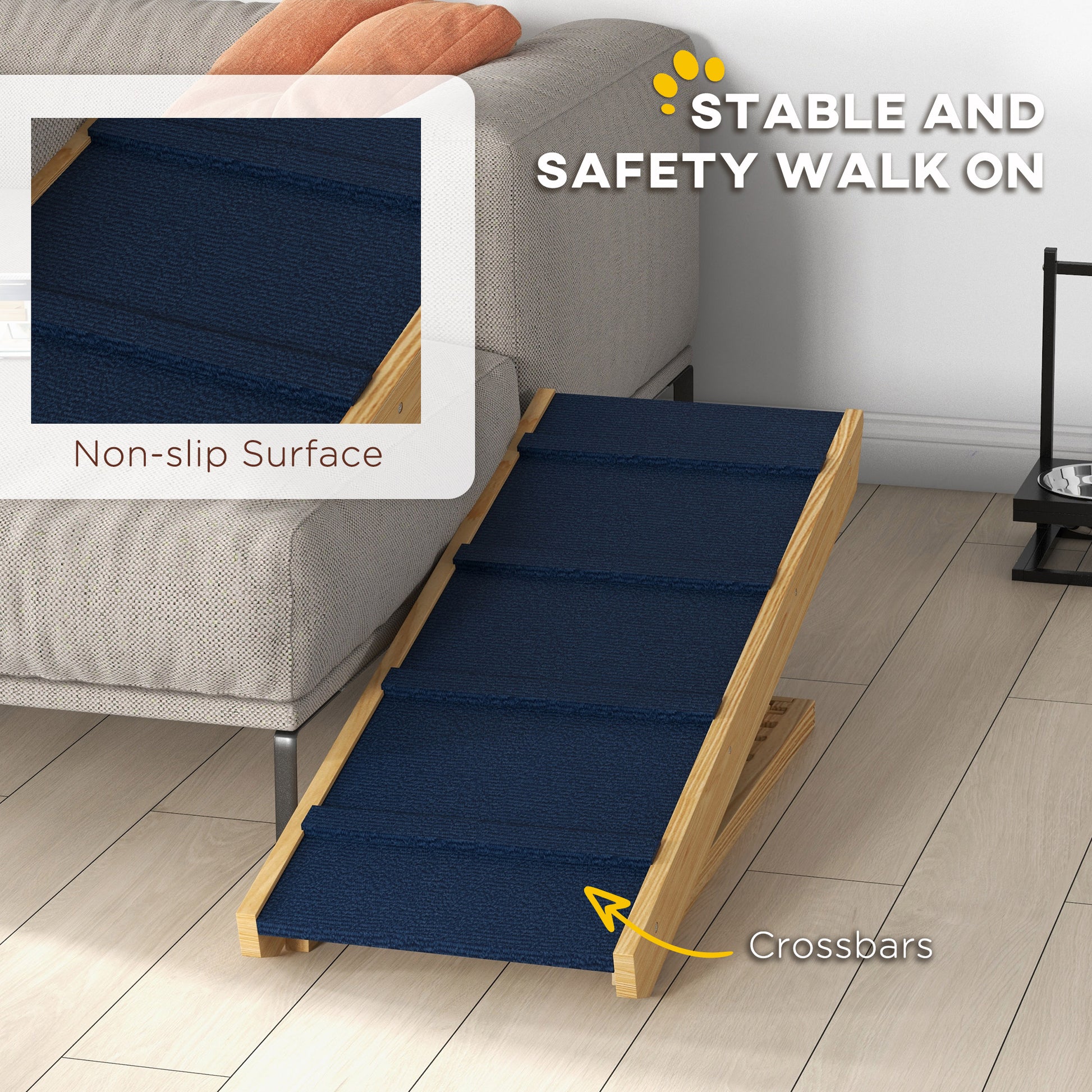 Adjustable Dog Ramp for Bed, Sofa, with Non-Slip Surface, Folding Dog Stair for Small, Medium, Large Dogs Dog Stairs   at Gallery Canada