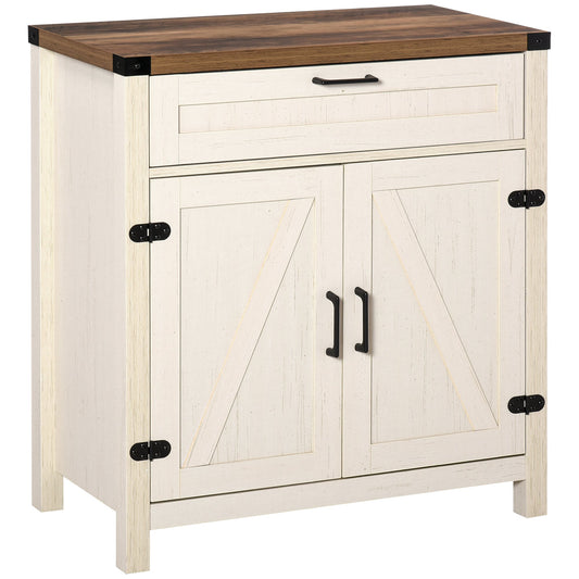 Sideboard Buffet Cabinet, Farmhouse Kitchen Storage Cabinet with 2 Rustic Barn Doors and Drawer, White Bar Cabinets Multi Colour  at Gallery Canada