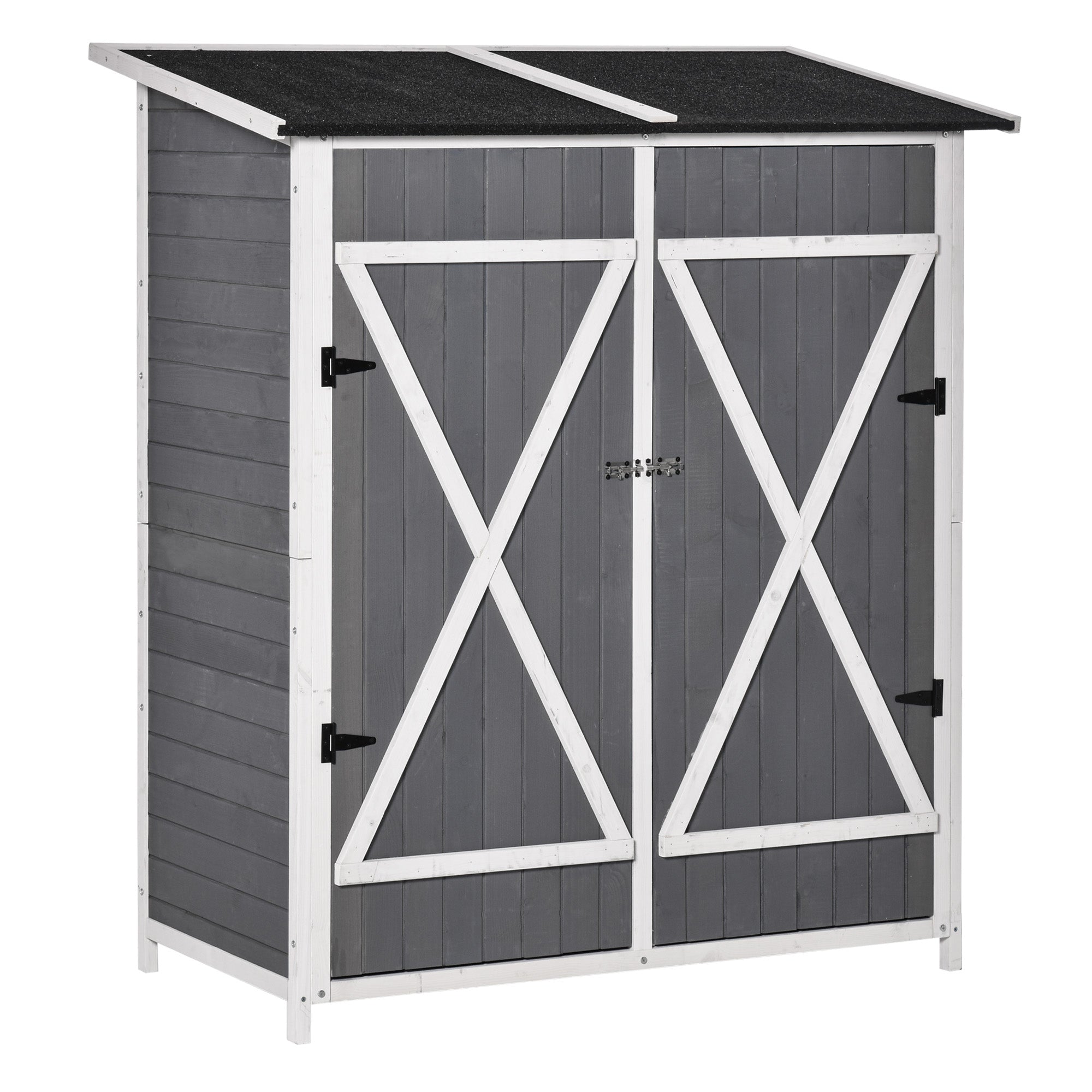 54.75''x29.5''x63'' Garden Storage Shed Asphalt Roof Wooden Timber Double Door Utility Storage House w/ Movable Shelf &; Fixed Fittings Sheds Grey at Gallery Canada
