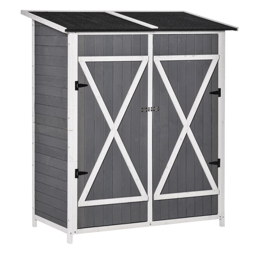 54.75''x29.5''x63'' Garden Storage Shed Asphalt Roof Wooden Timber Double Door Utility Storage House w/ Movable Shelf &; Fixed Fittings